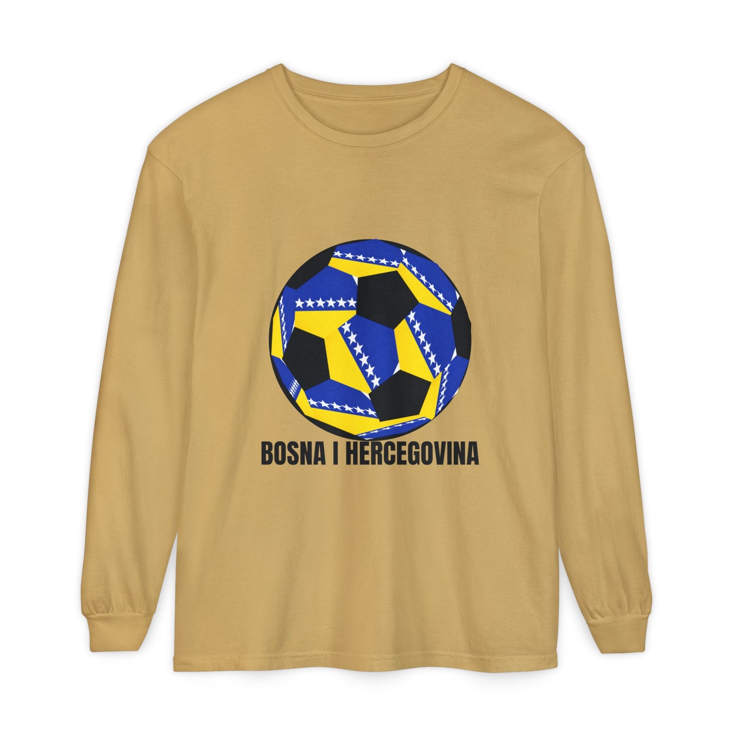 Bosnia Herzegovina Fan Specialty Soccer Ball Design Long Sleeve Tee