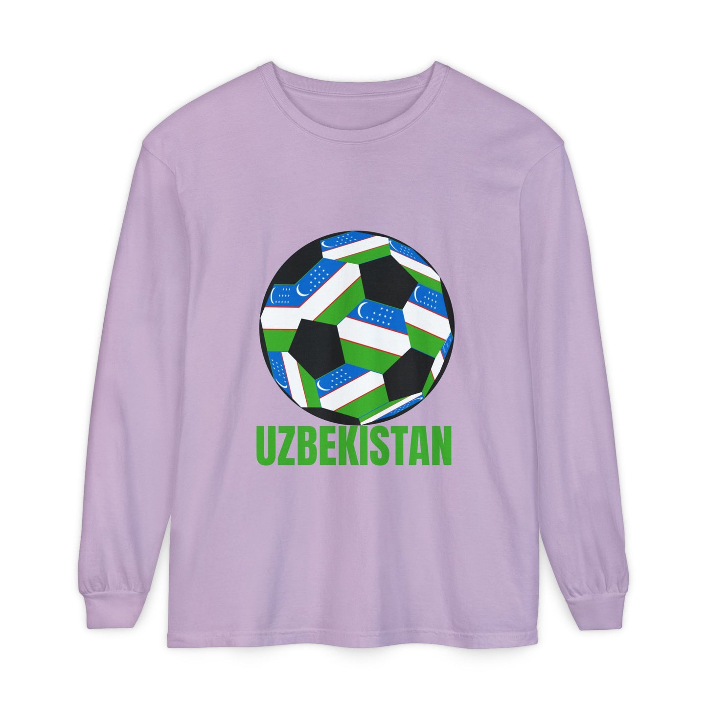 Uzbekistan Fan Specialty Soccer Ball Design Long Sleeve Tee