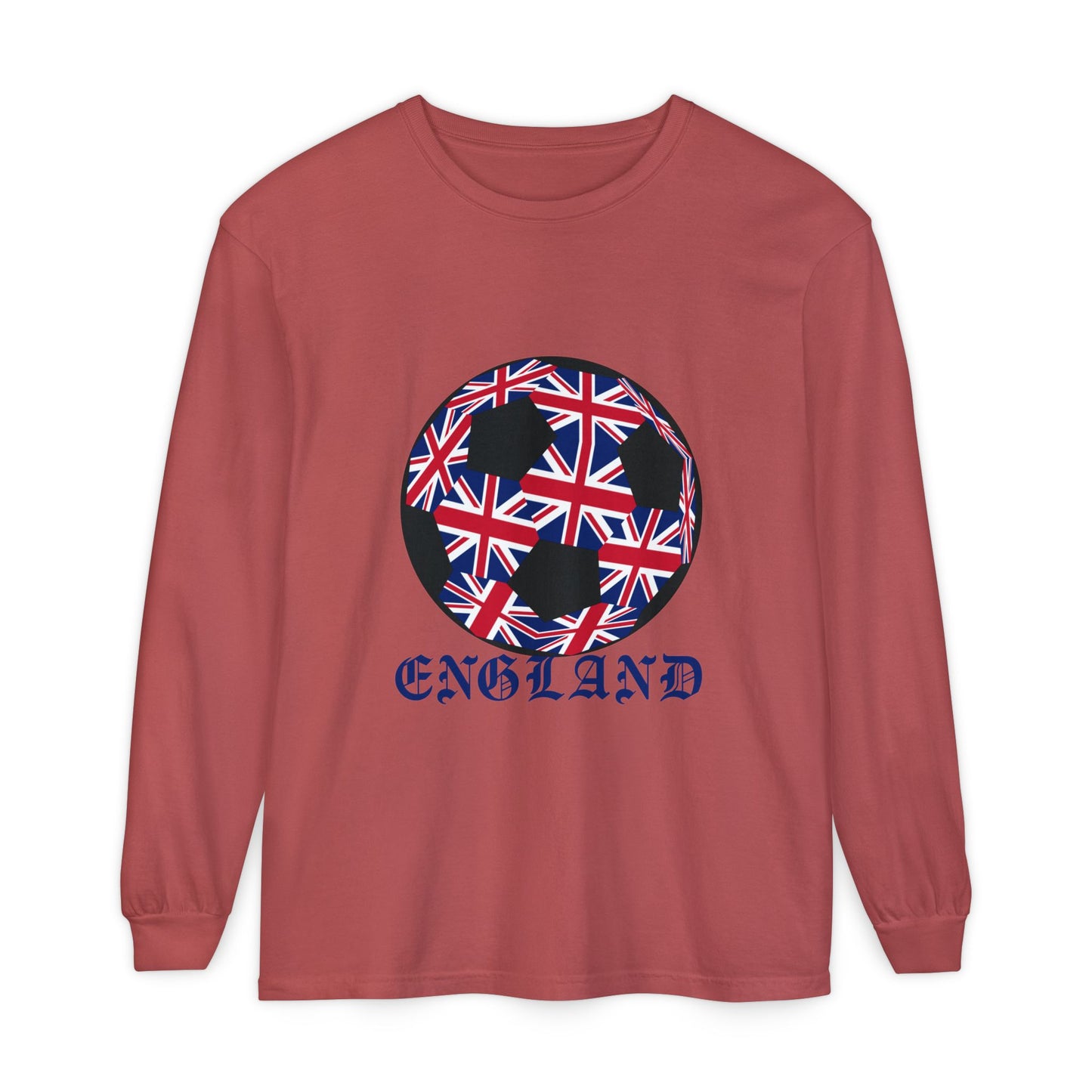 Old English Style Specialty Soccer Ball Design Long Sleeve Tee
