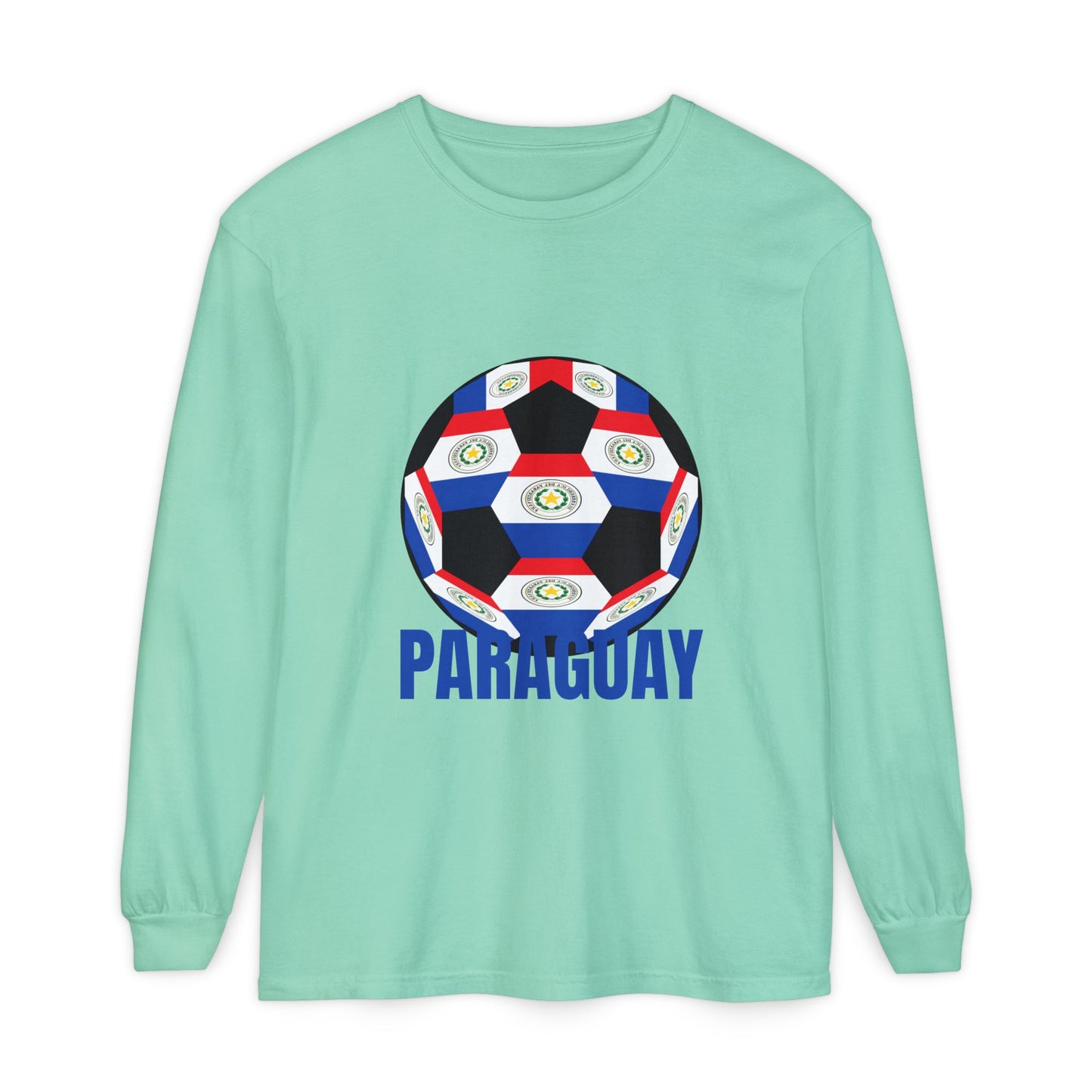 Paraguay Fan Specialty Soccer Ball Design Long Sleeve Shirt