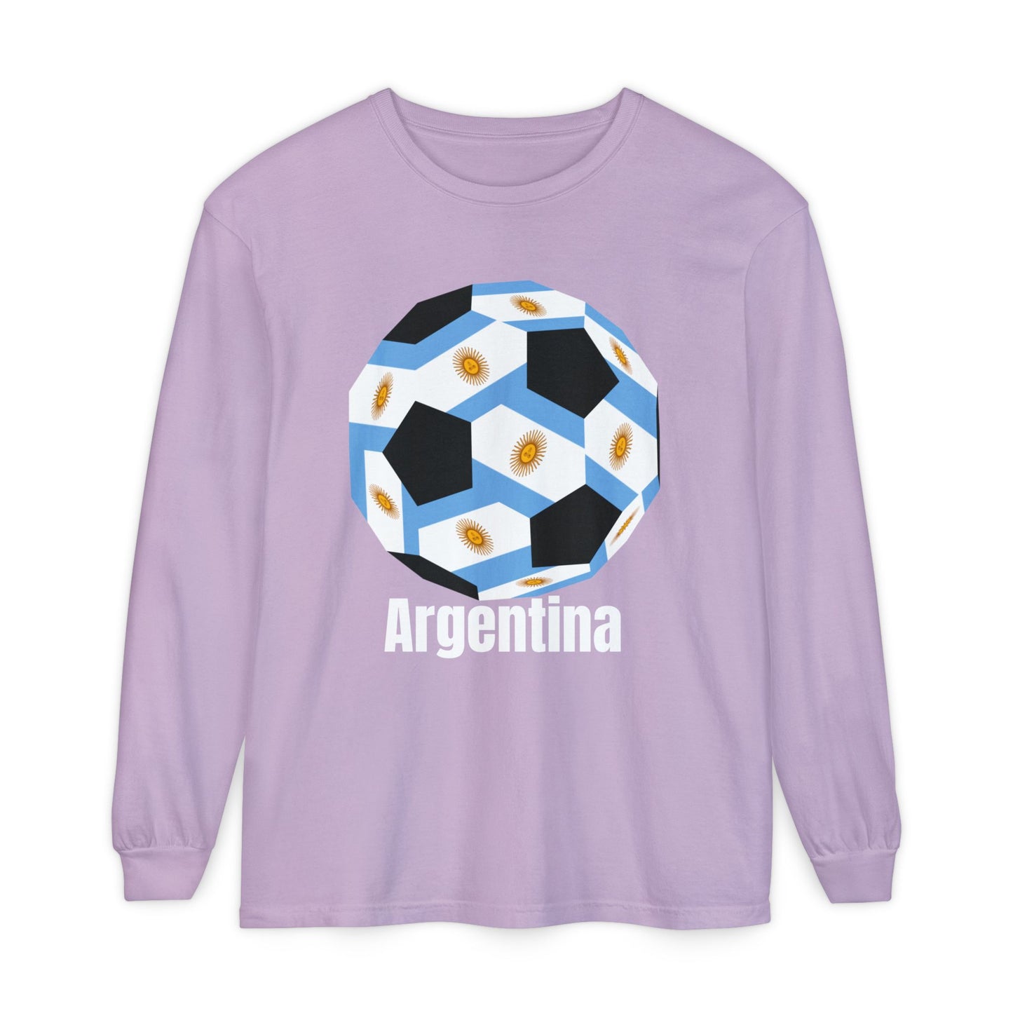 Argentina Fan Specialty Soccer Ball Design Long Sleeve Shirt
