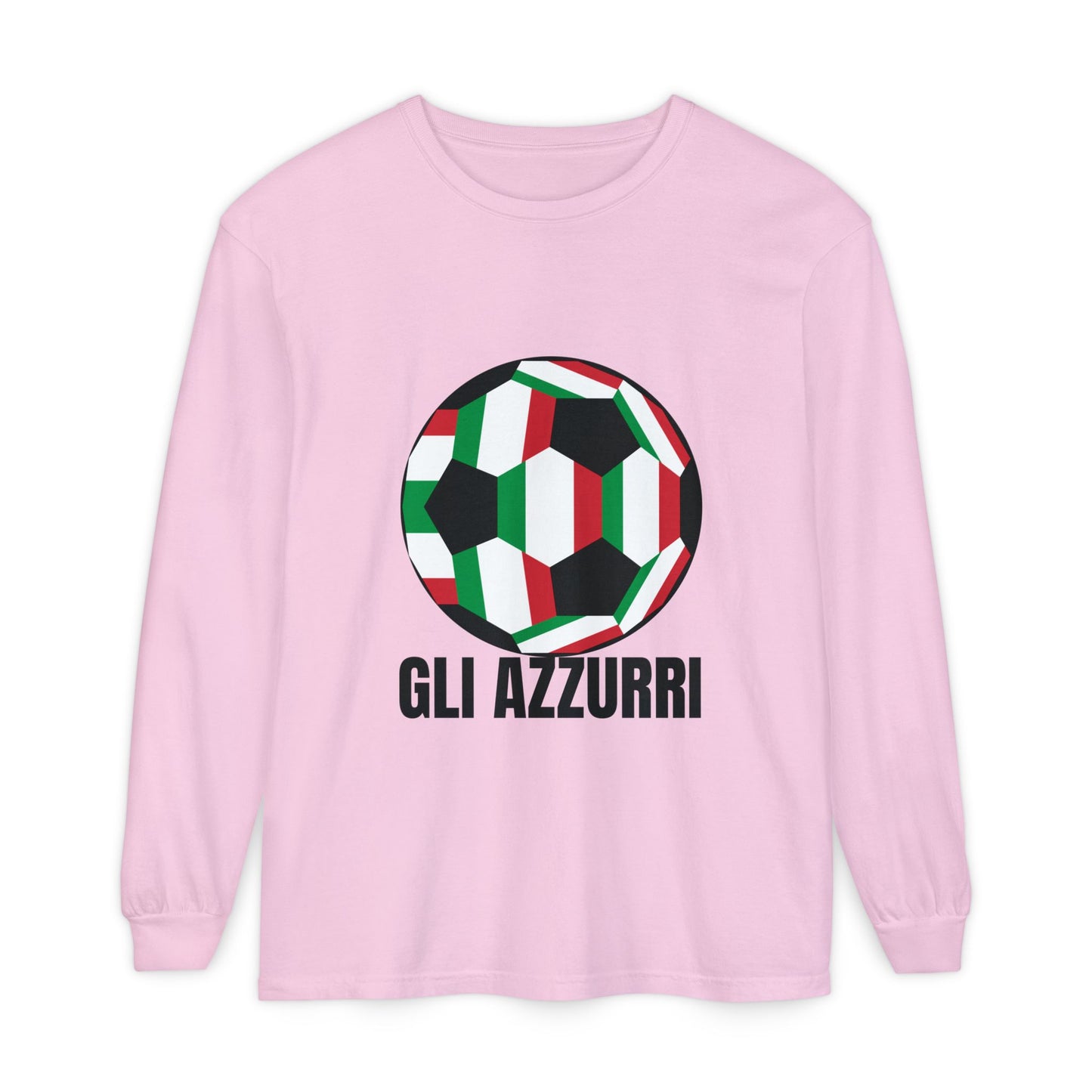 Gli Azzurri Fan Specialty Soccer Ball Design Long Sleeve Tee