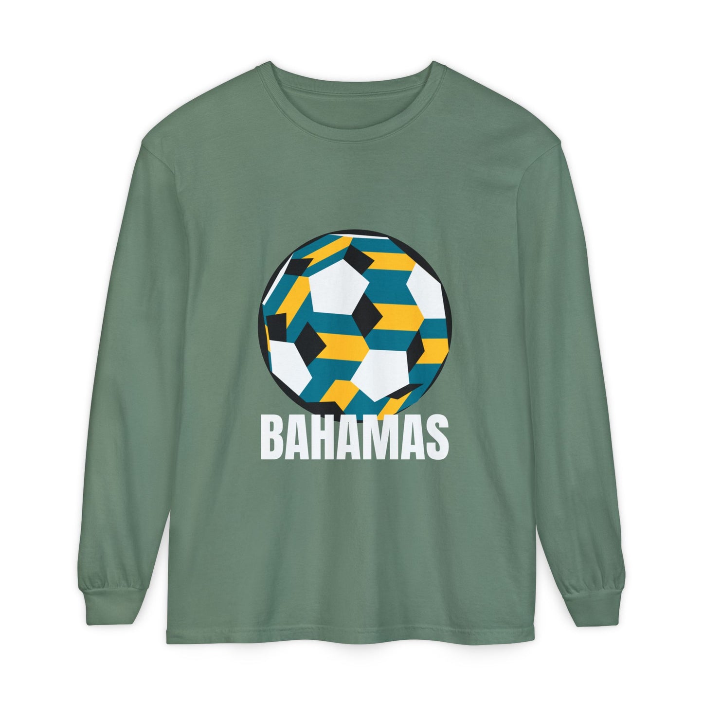 Bahamas Fan Specialty Soccer Ball Design Long Sleeve Tee