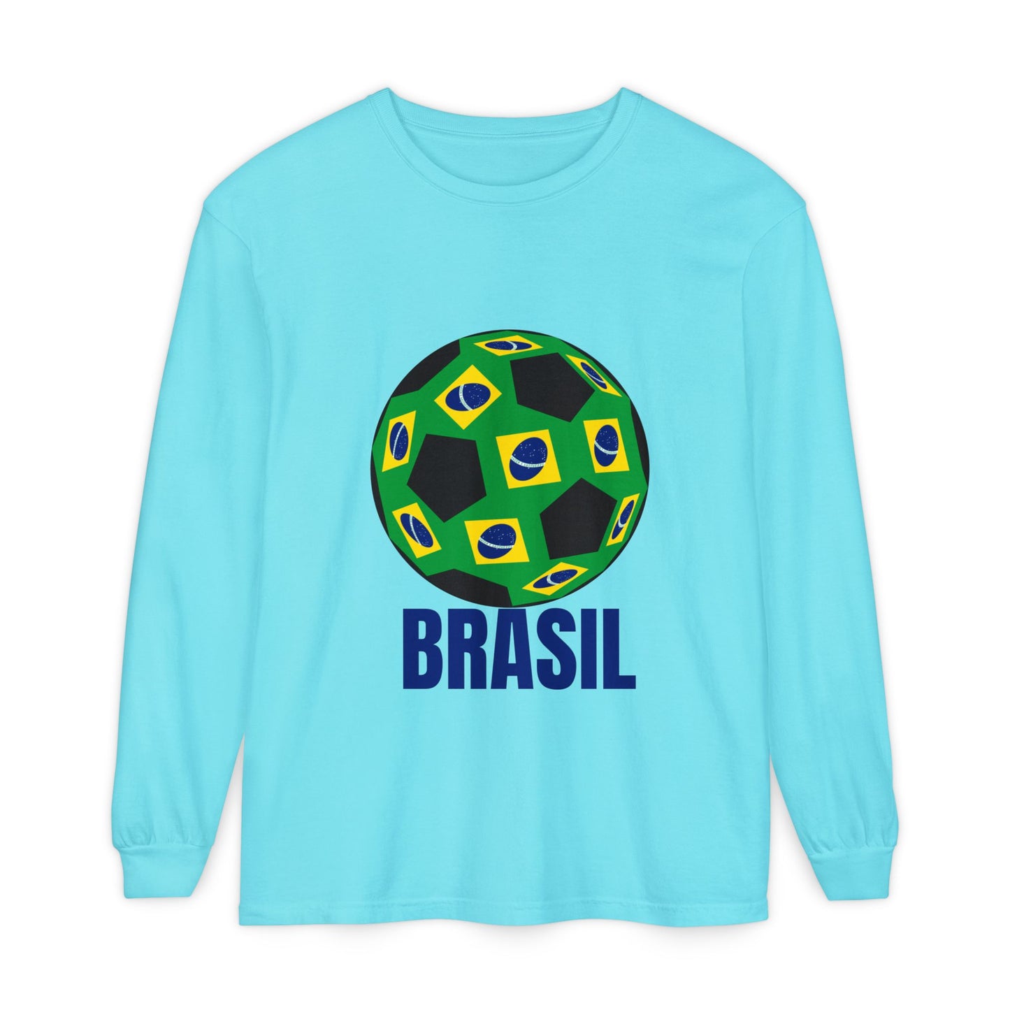 Brasil Fan Specialty Soccer Ball Design Long Sleeve T Shirt