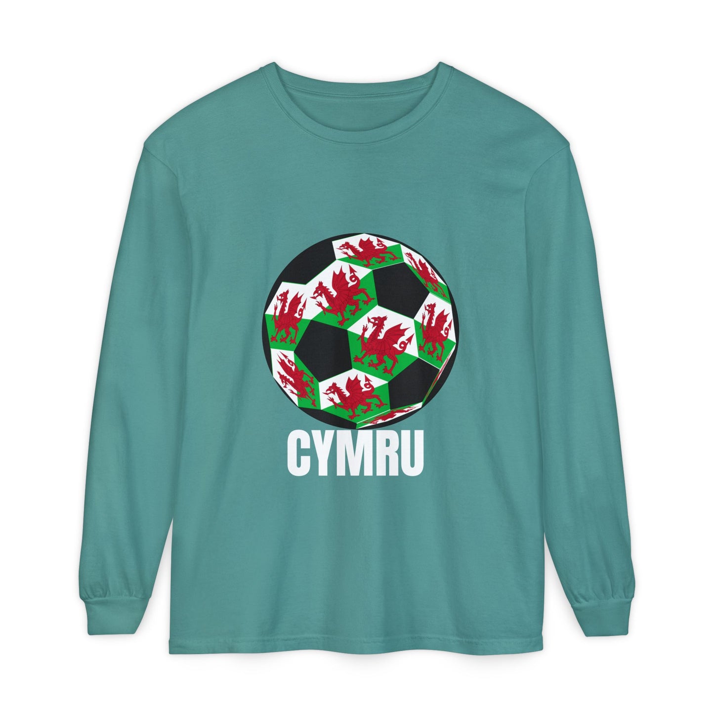 Cymru Fan Specialty Soccer Ball Design Long Sleeve T-Shirt