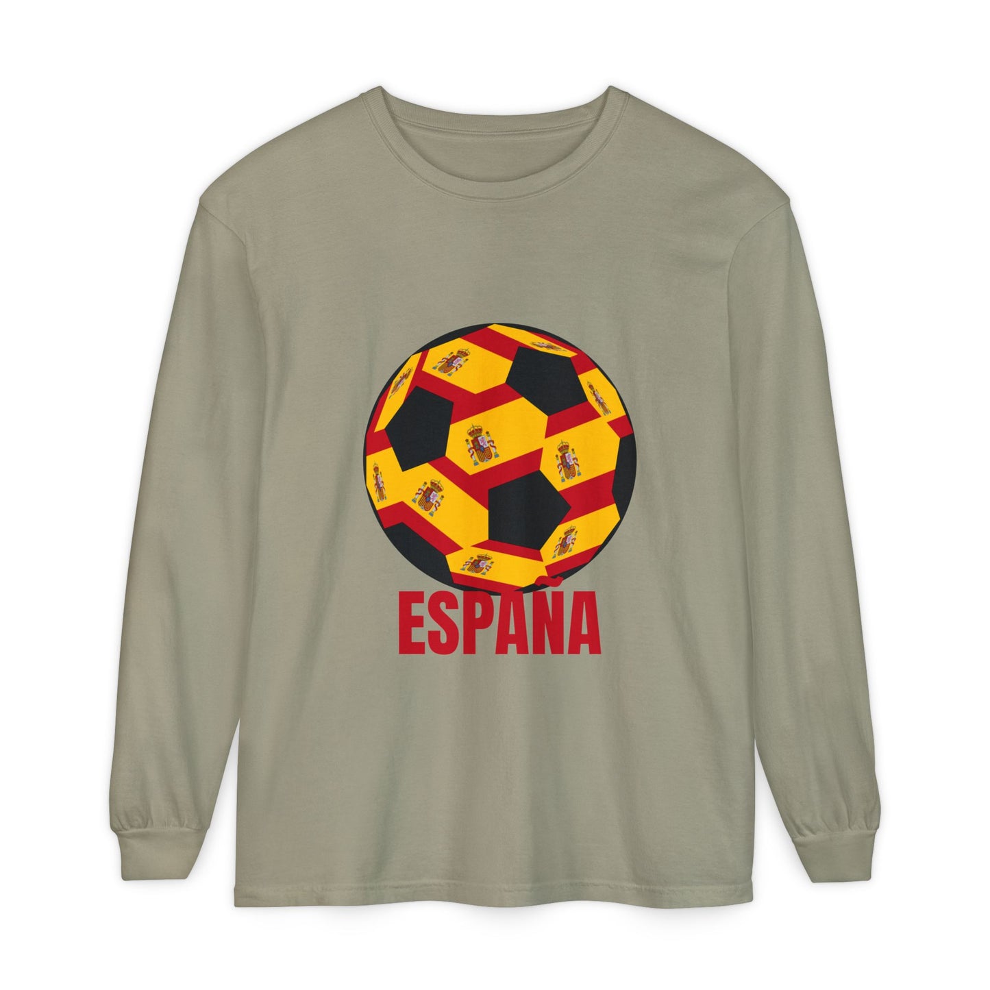 España Soccer Ball Design Long Sleeve Shirt Red Text