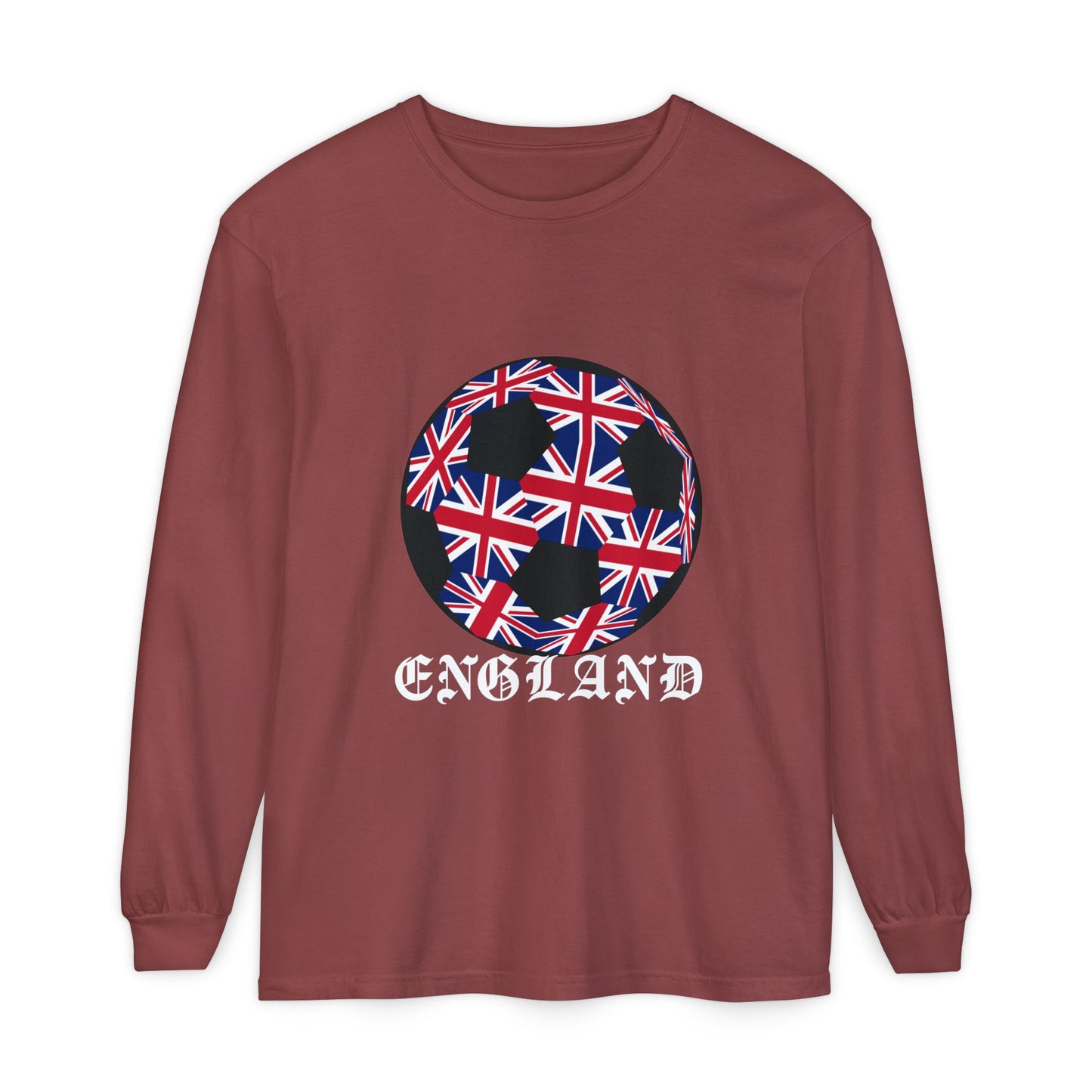 Old English Style Specialty Soccer Ball Design  Long Sleeve Tee