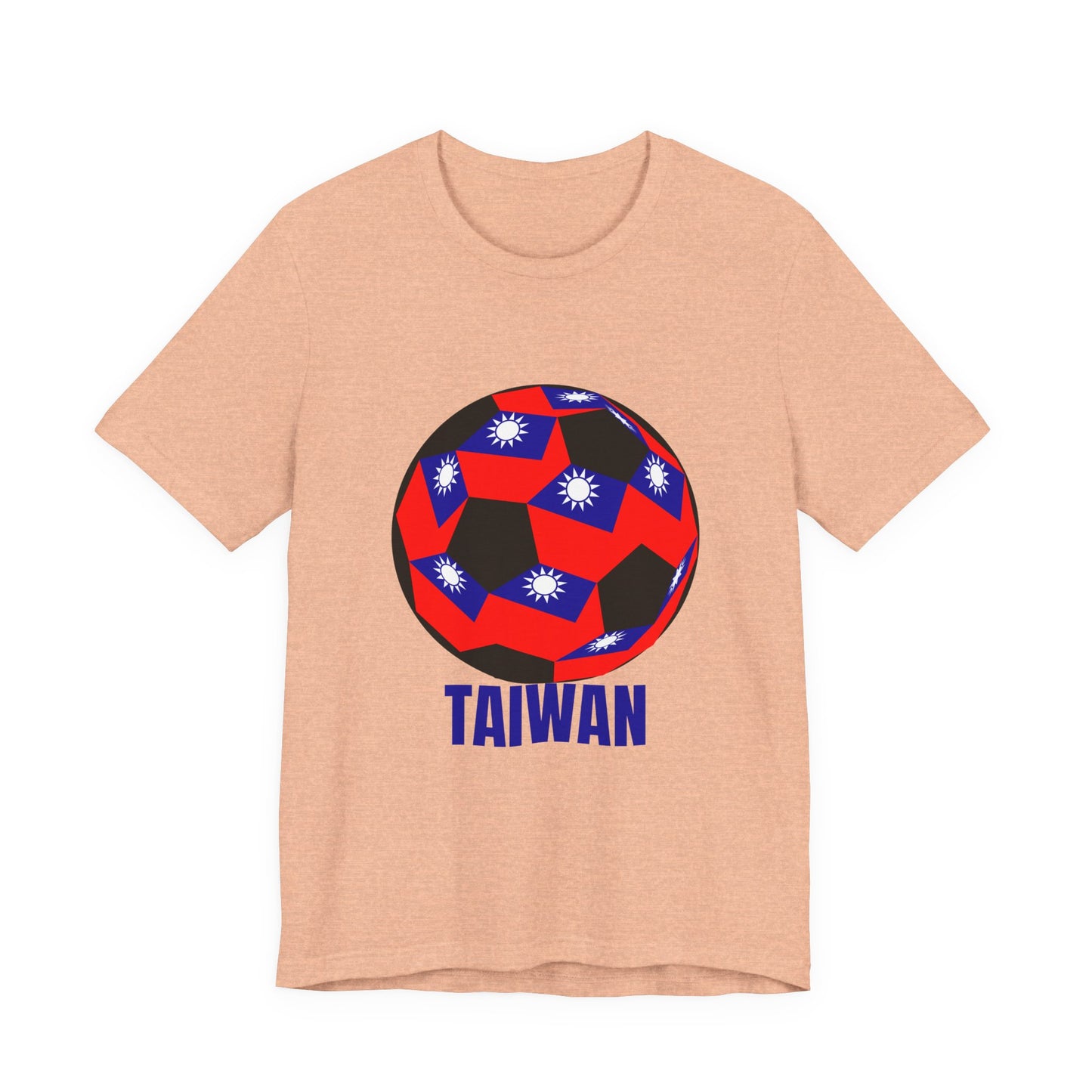 Taiwan Flag Soccer Ball Design T Shirt Blue Text