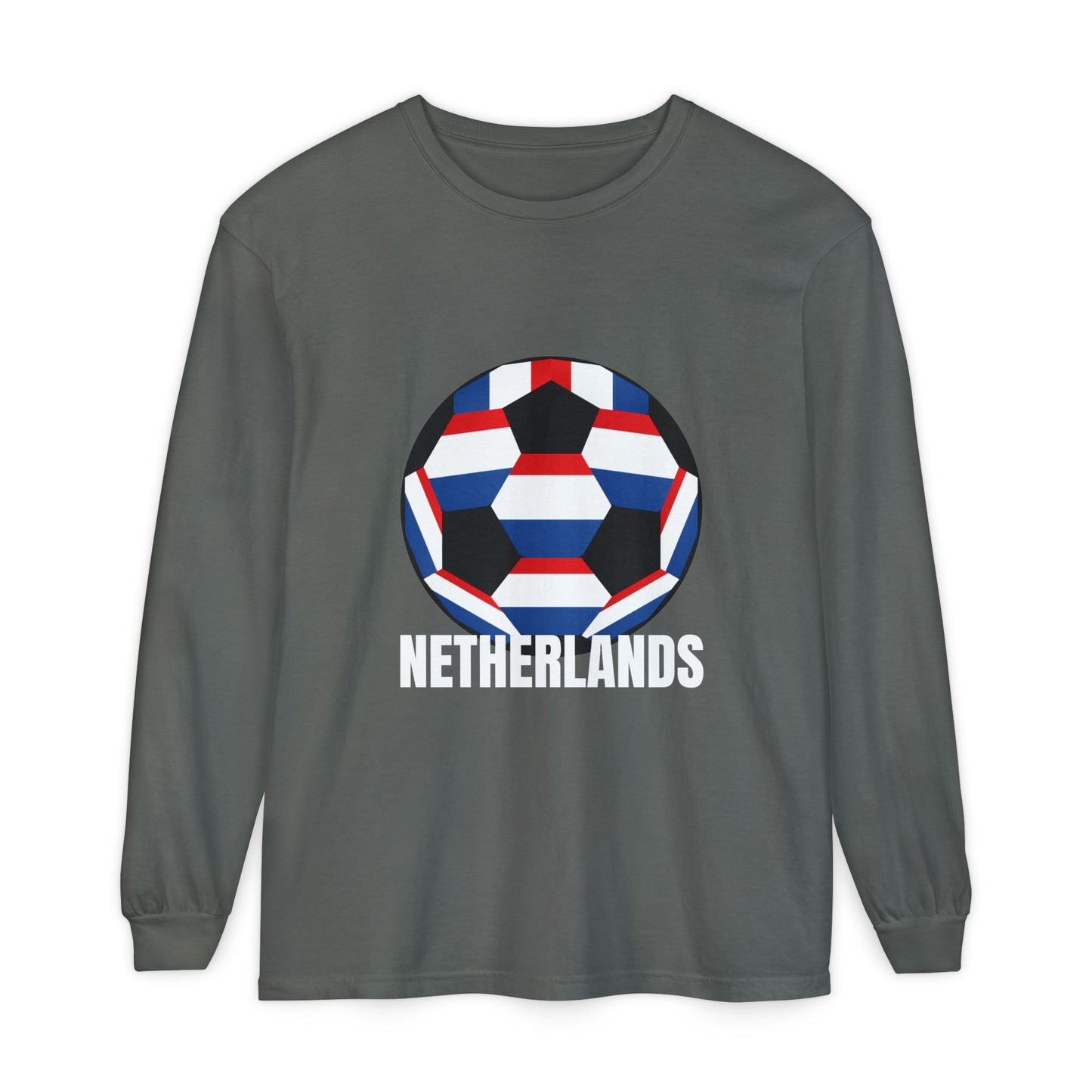 Netherlands Fan Specialty Soccer Ball Design Long Sleeve Tee