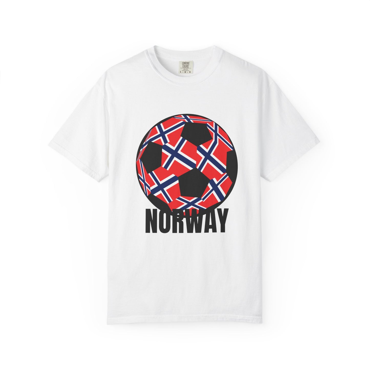Norway Fan Specialty Soccer Ball Design T Shirt Black Print