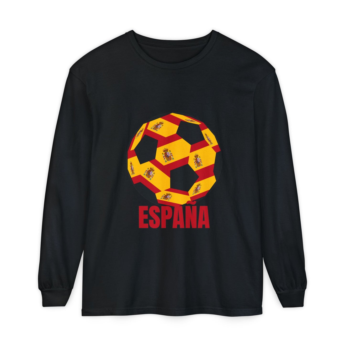 España Soccer Ball Design Long Sleeve Shirt Red Text