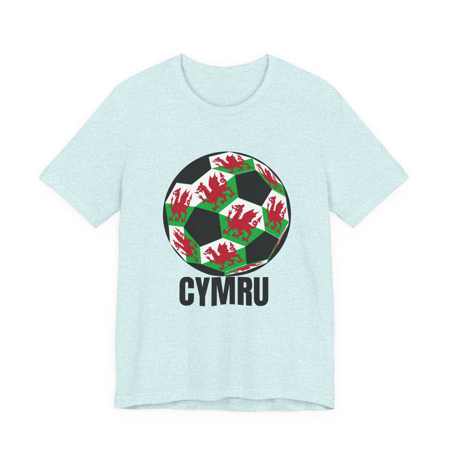 Cymru Fan Specialty Soccer Ball Design T Shirt Black Text