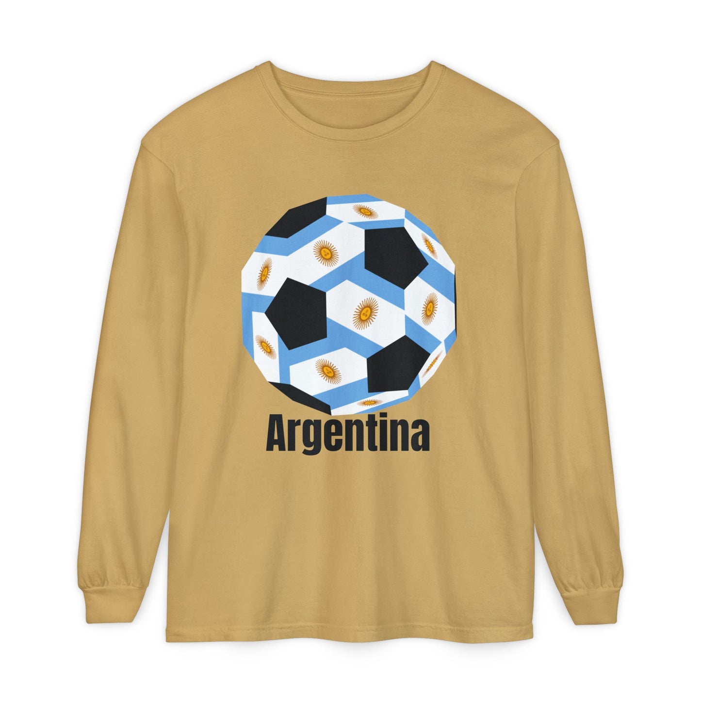 Argentina Fan Specialty Soccer Ball Design Long Sleeve Tee