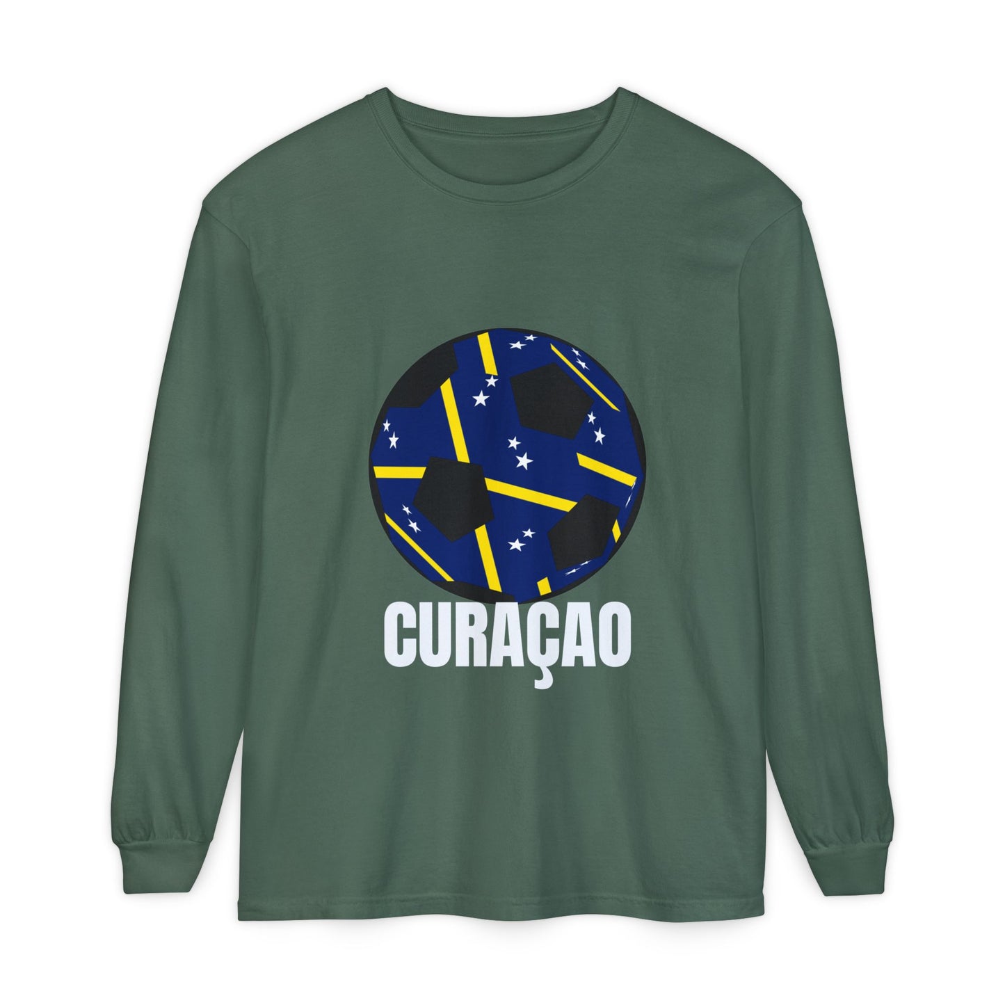 Curacao Fan Specialty Soccer Ball Design Long Sleeve Tee
