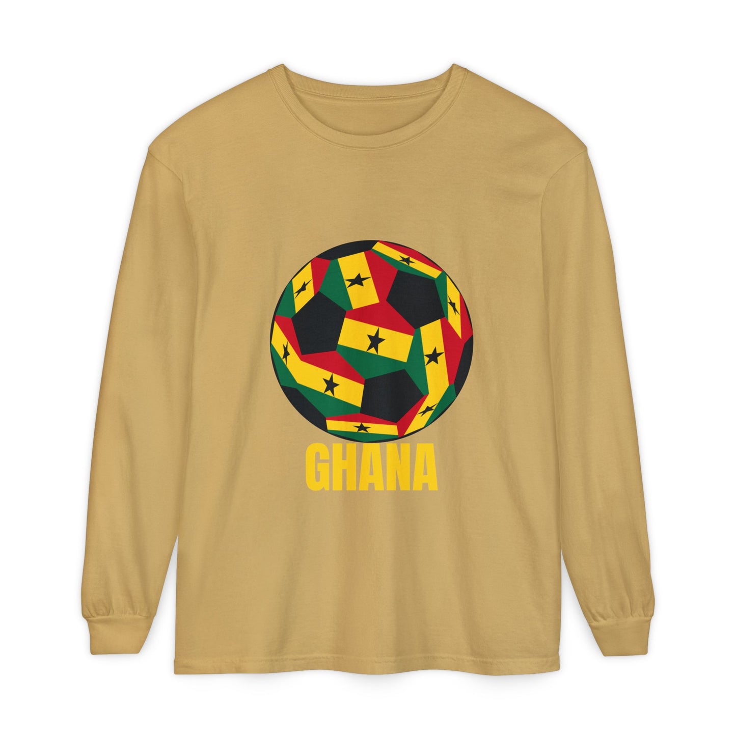 Ghana Fan Specialty Soccer Ball Design Long Sleeve Tee