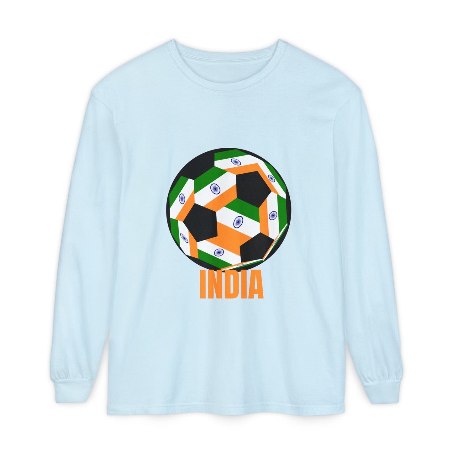 India Fan Specialty Soccer Ball Design Long Sleeve T-Shirt