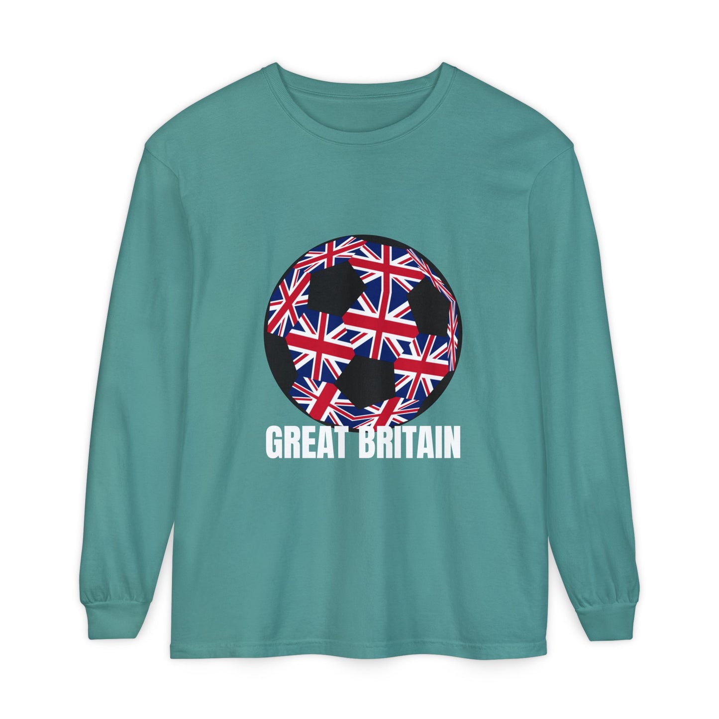 Great Britain Fan Specialty Soccer Ball Design Long Sleeve Tee