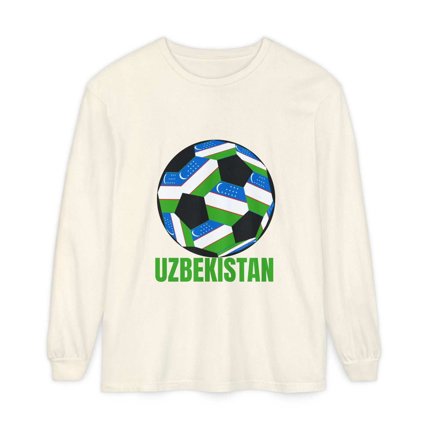 Uzbekistan Fan Specialty Soccer Ball Design Long Sleeve Tee