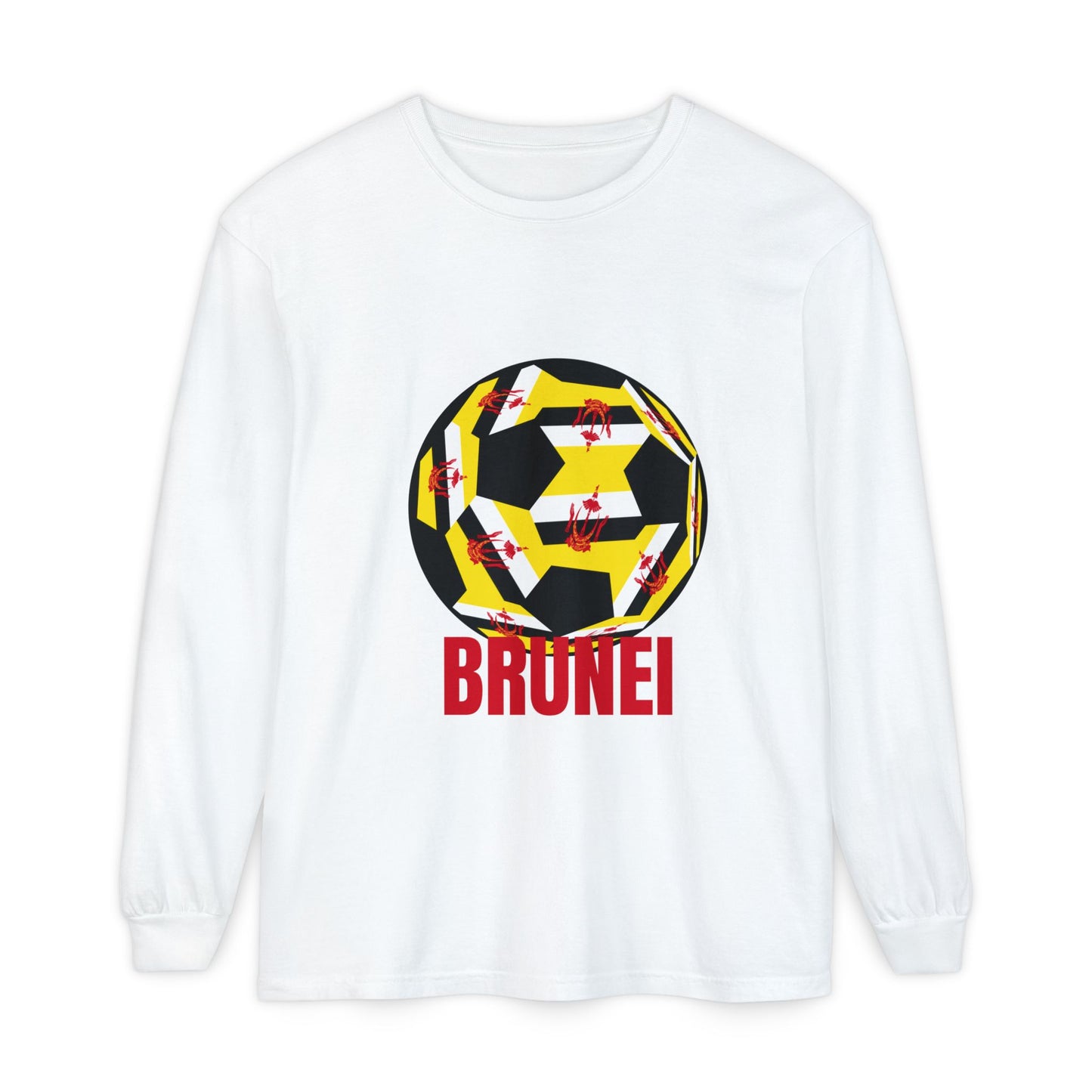 Brunei Fan Specialty Soccer Ball Design  Long Sleeve Tee