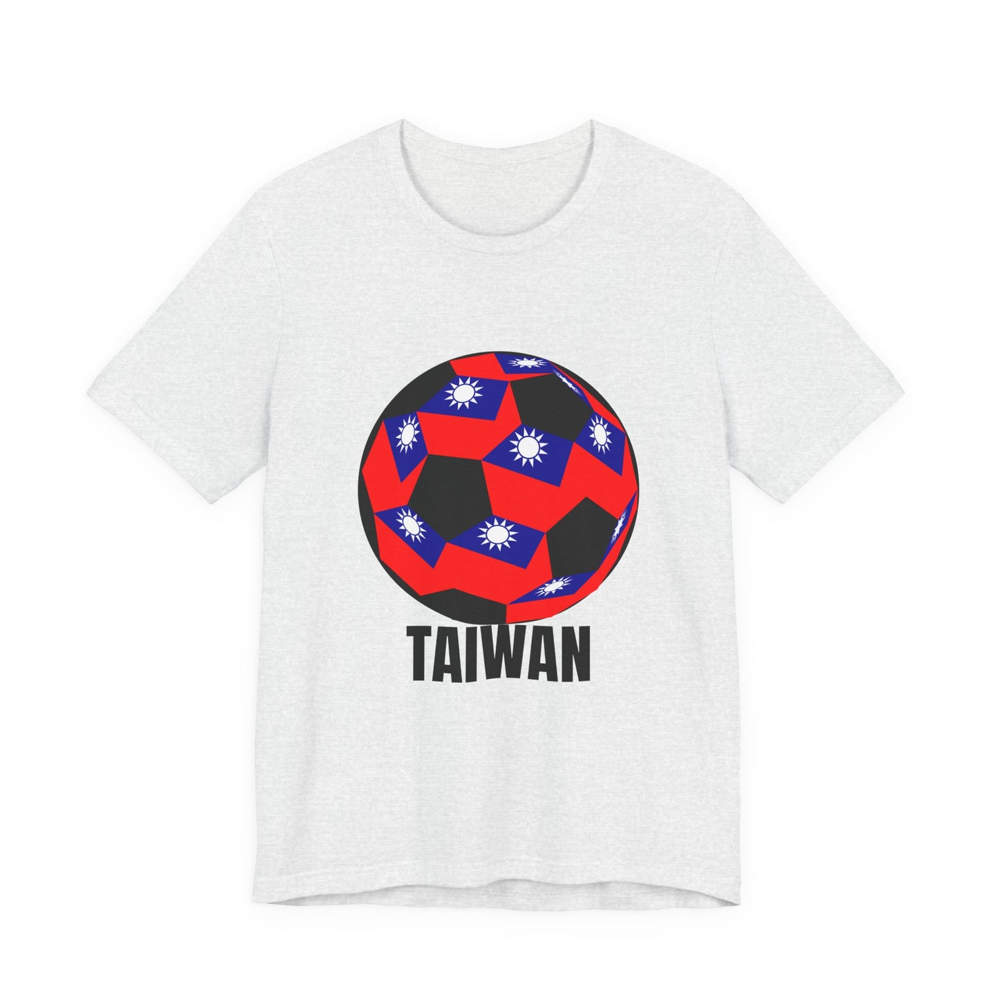Taiwan Flag Soccer Ball T‑Shirt Black Text