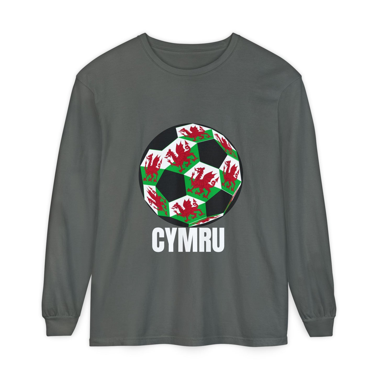 Cymru Fan Specialty Soccer Ball Design Long Sleeve T-Shirt