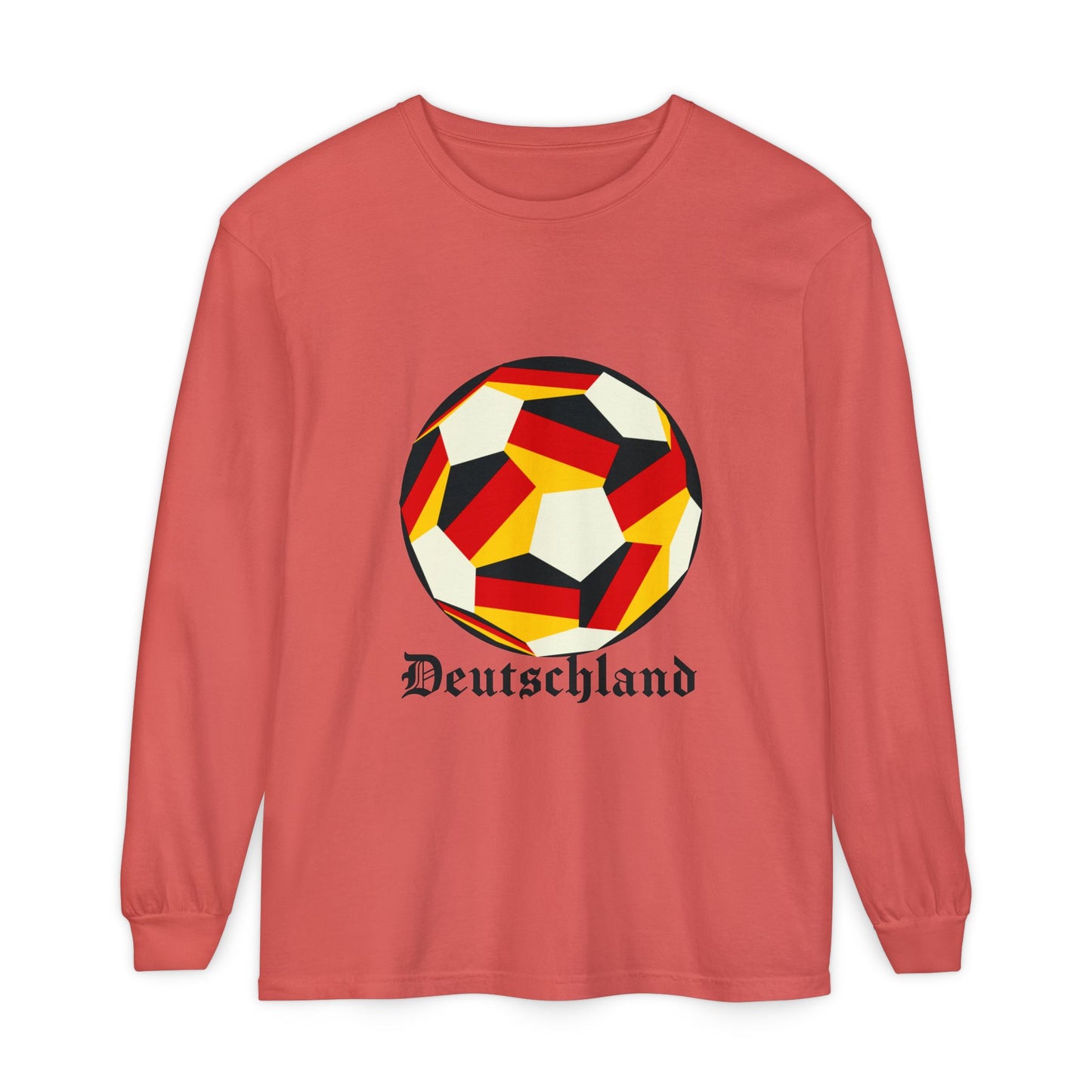 Germany Fan Specialty Soccer Ball Design Long Sleeve Tee