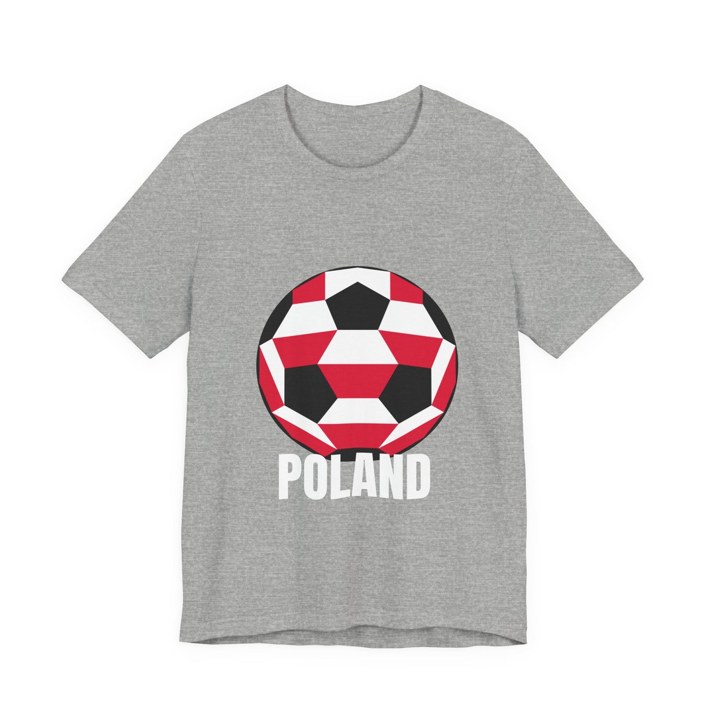 Poland Fan Specialty Soccer Ball Design T Shirt White Text