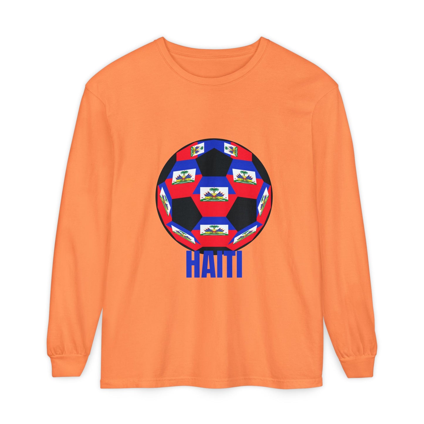 Haiti Fan Specialty Soccer Ball Design Long Sleeve Tee