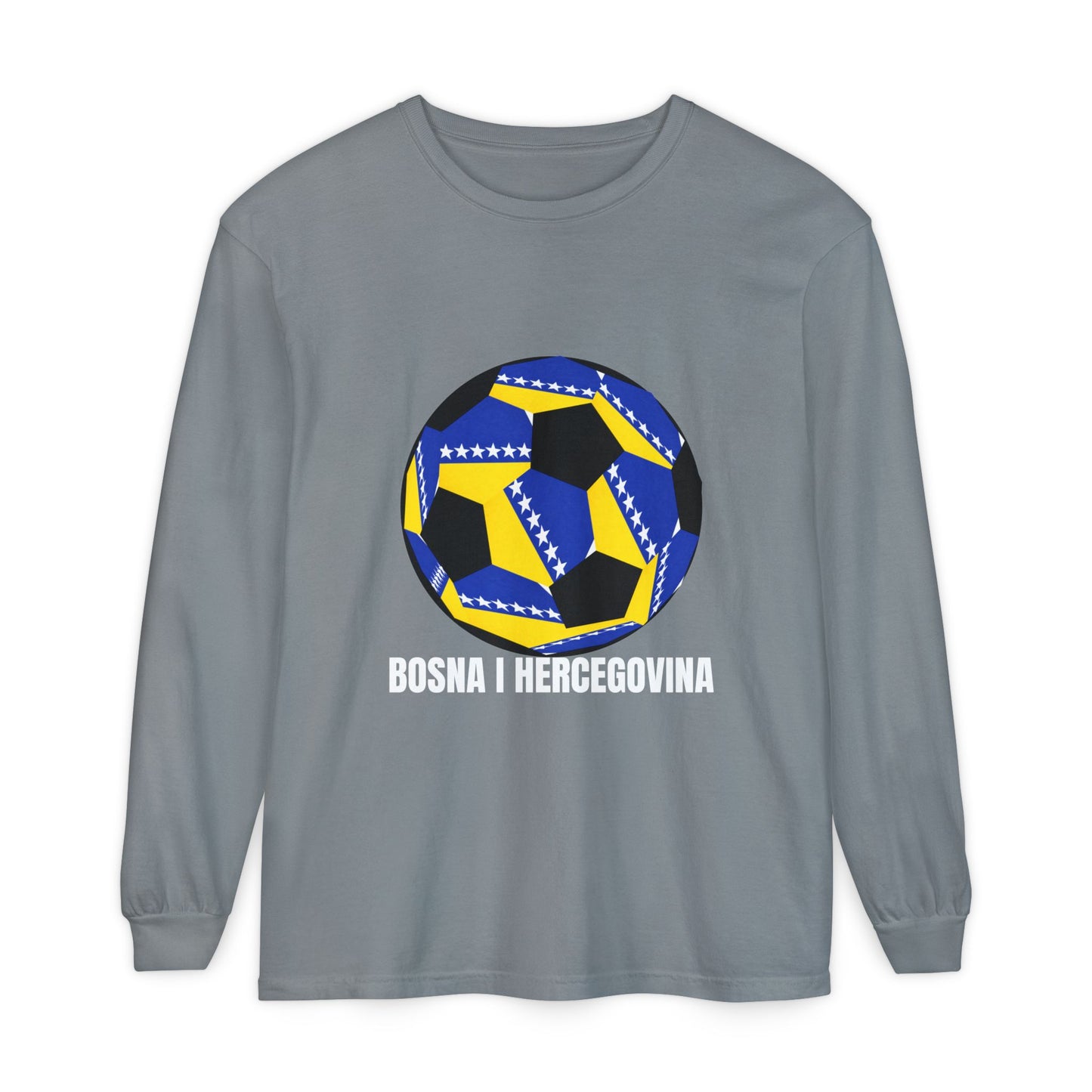 Bosnia Herzegovina Fan Specialty Soccer Ball Design  Long Sleeve Shirt