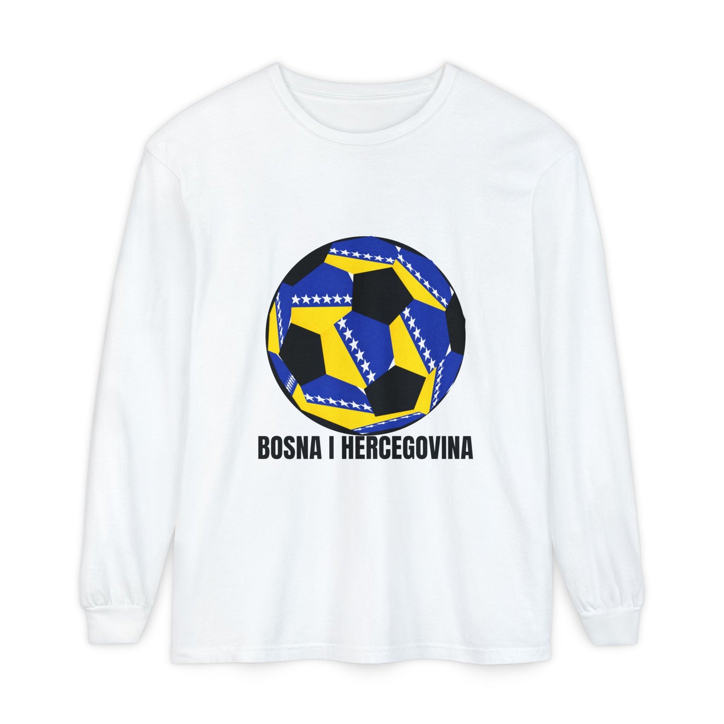 Bosnia Herzegovina Fan Specialty Soccer Ball Design Long Sleeve Tee