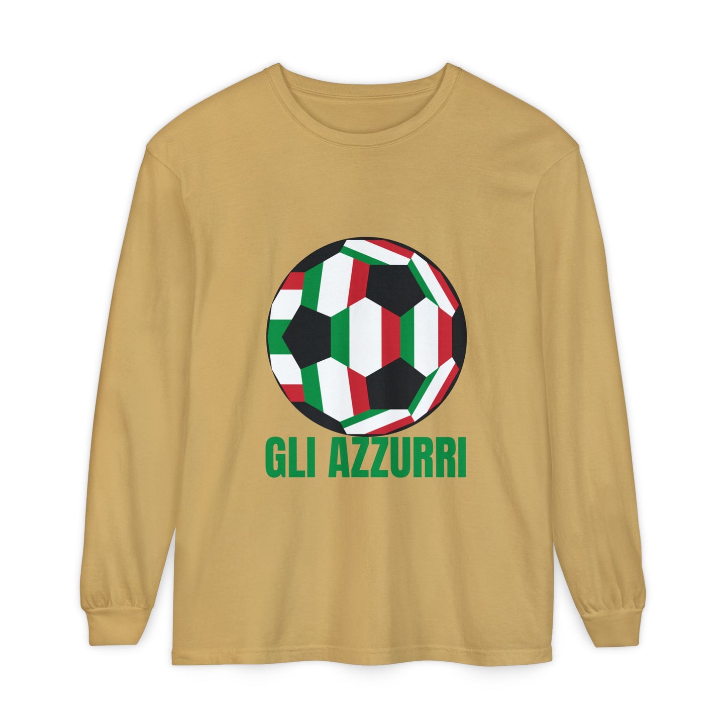 Gli Azzurri Fan Specialty Soccer Ball Design Long Sleeve Tee