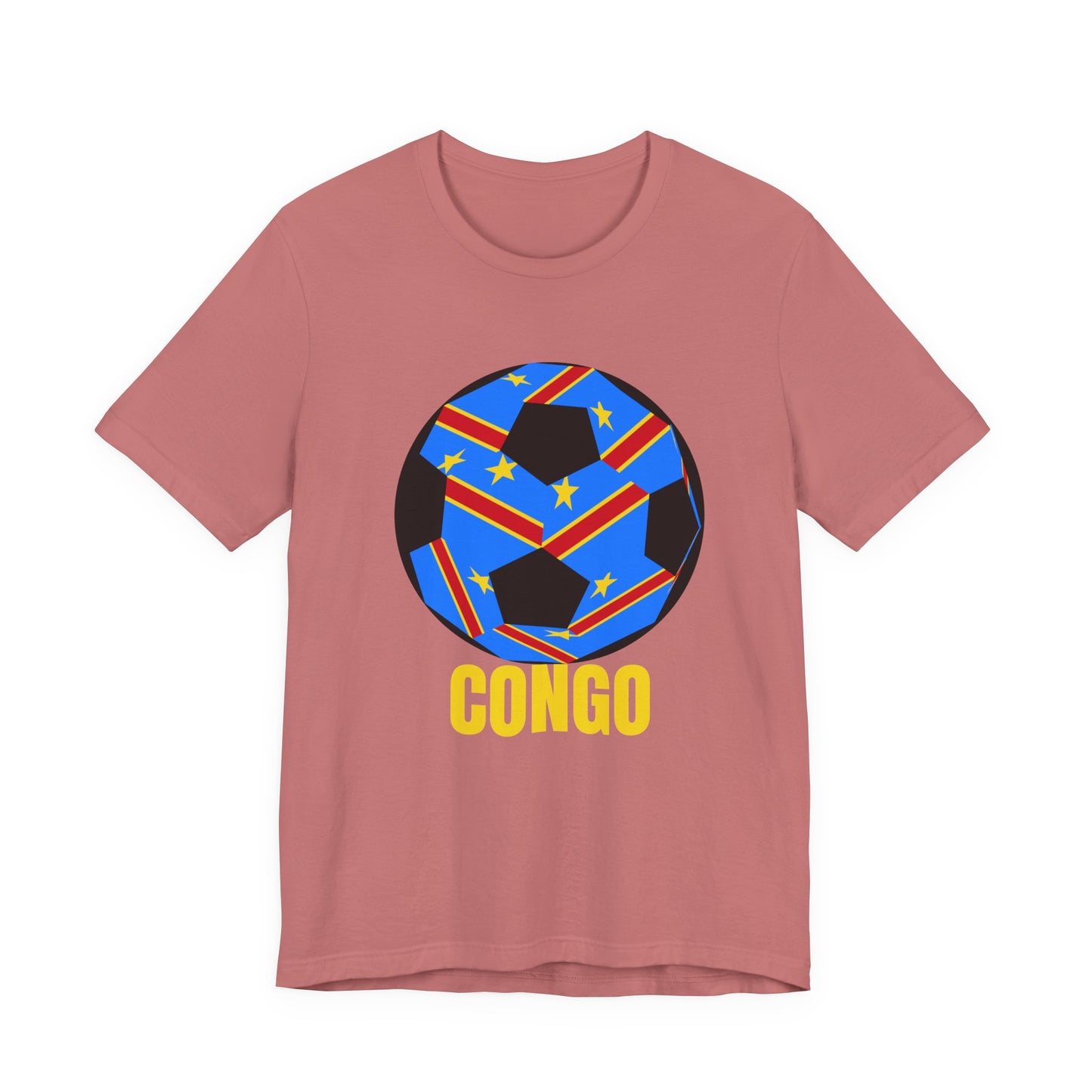 Congo Fan Specialty Soccer Ball Design T Shirt Yellow Text