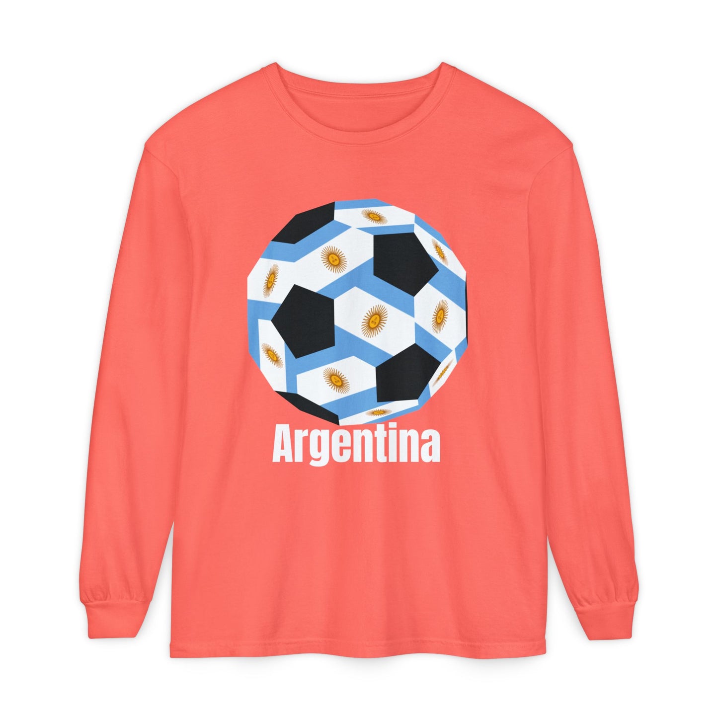 Argentina Fan Specialty Soccer Ball Design Long Sleeve Shirt