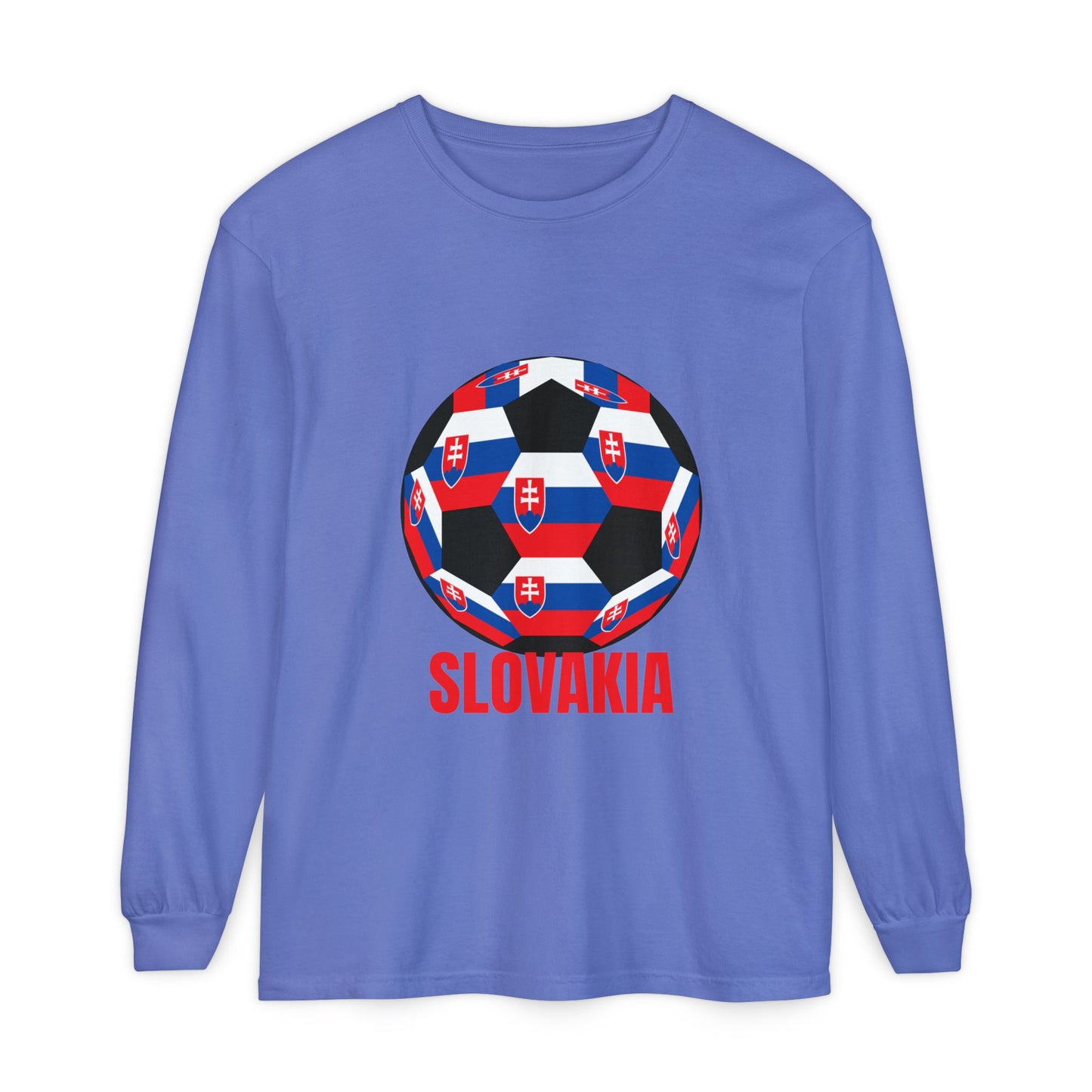 Slovakia Fan Specialty Soccer Ball Design Long Sleeve Tee