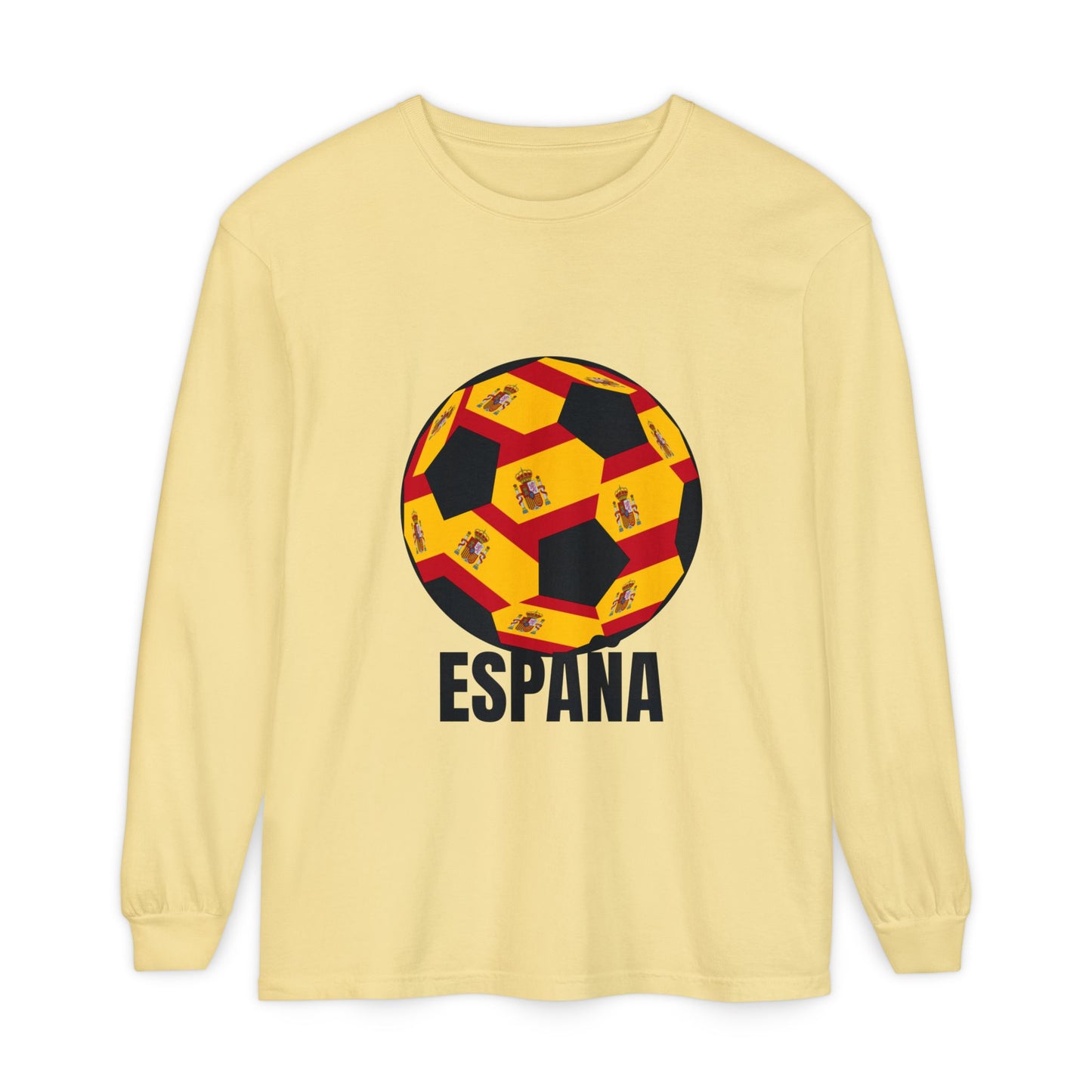 España Soccer Ball Design Long Sleeve Tee Black Text