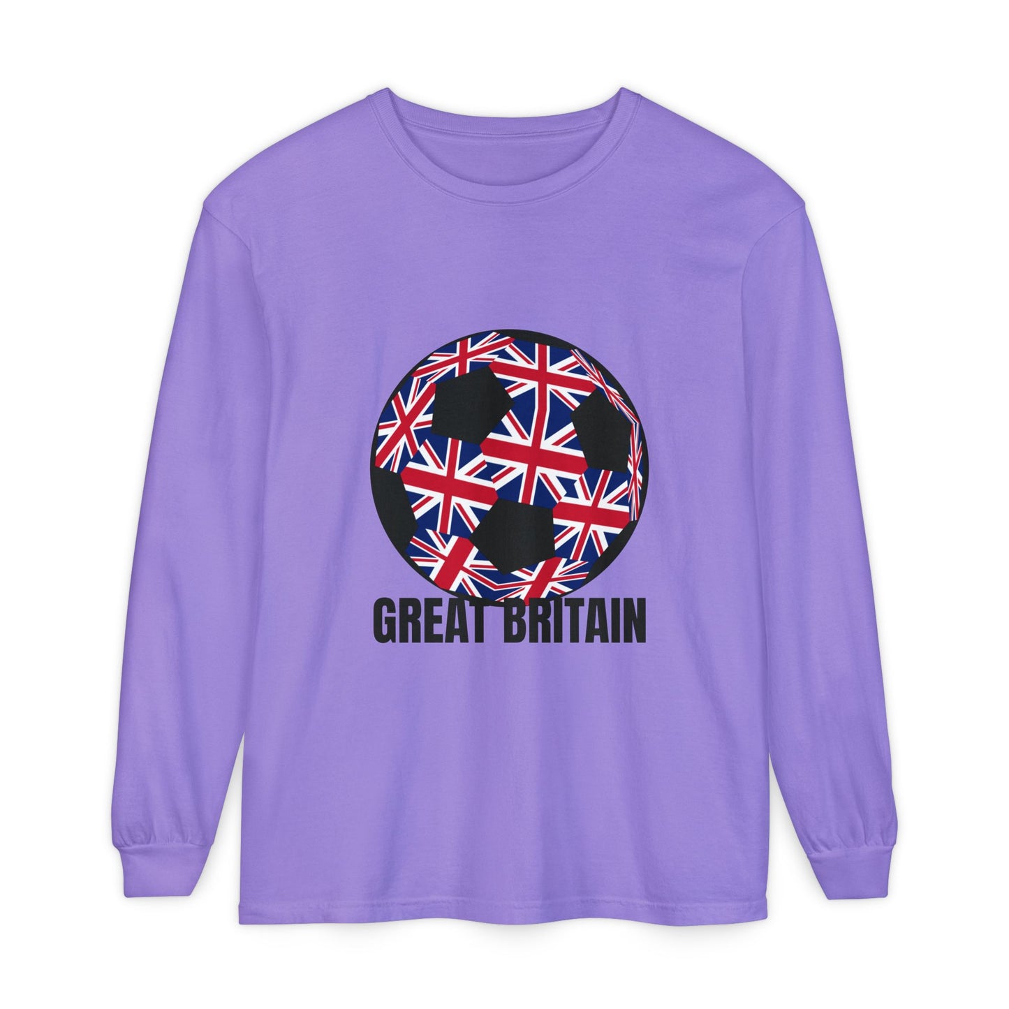 Great Britain Fan Specialty Soccer Ball Design Long Sleeve T-Shirt