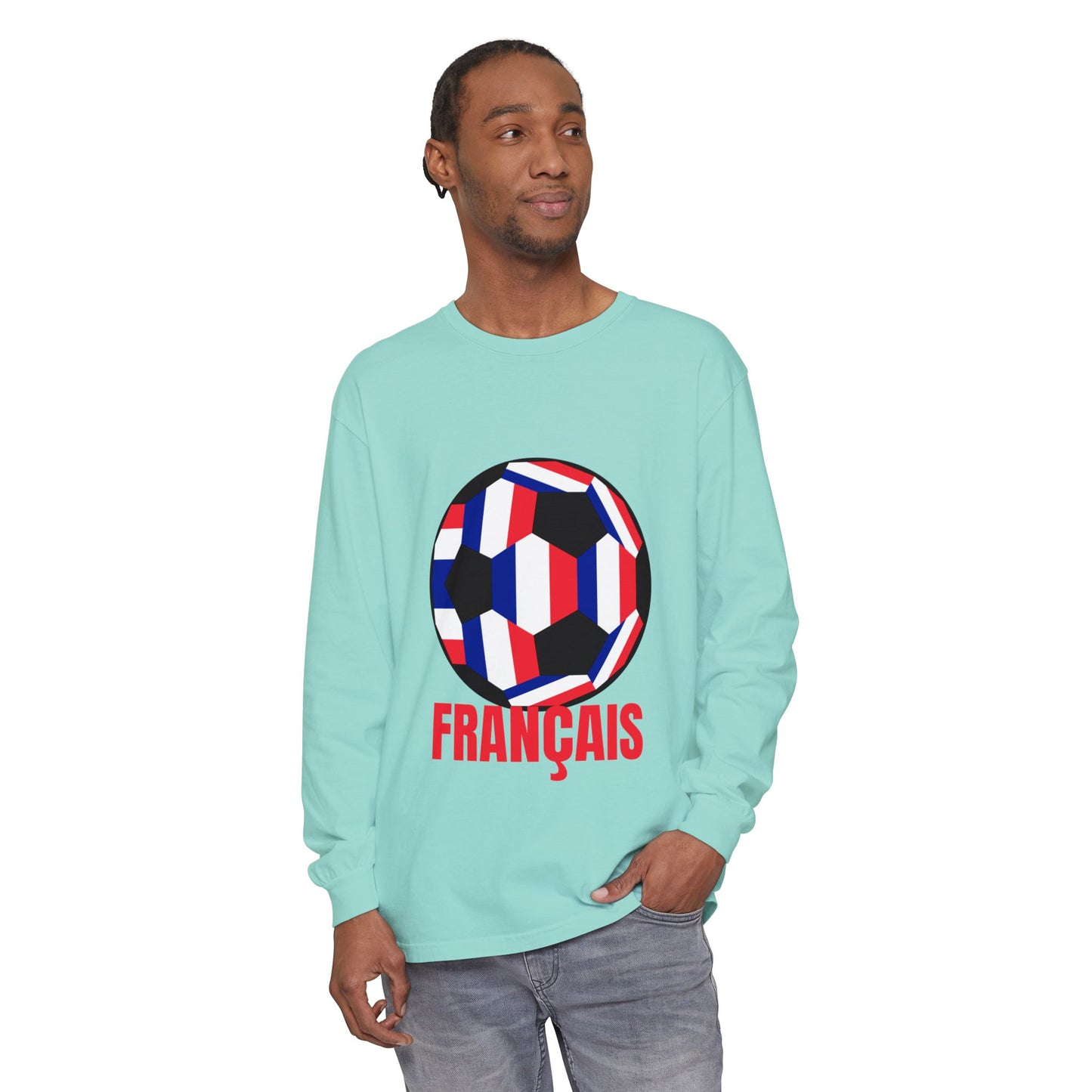 Francais Fan Specialty Soccer Ball Design Long Sleeve Tee