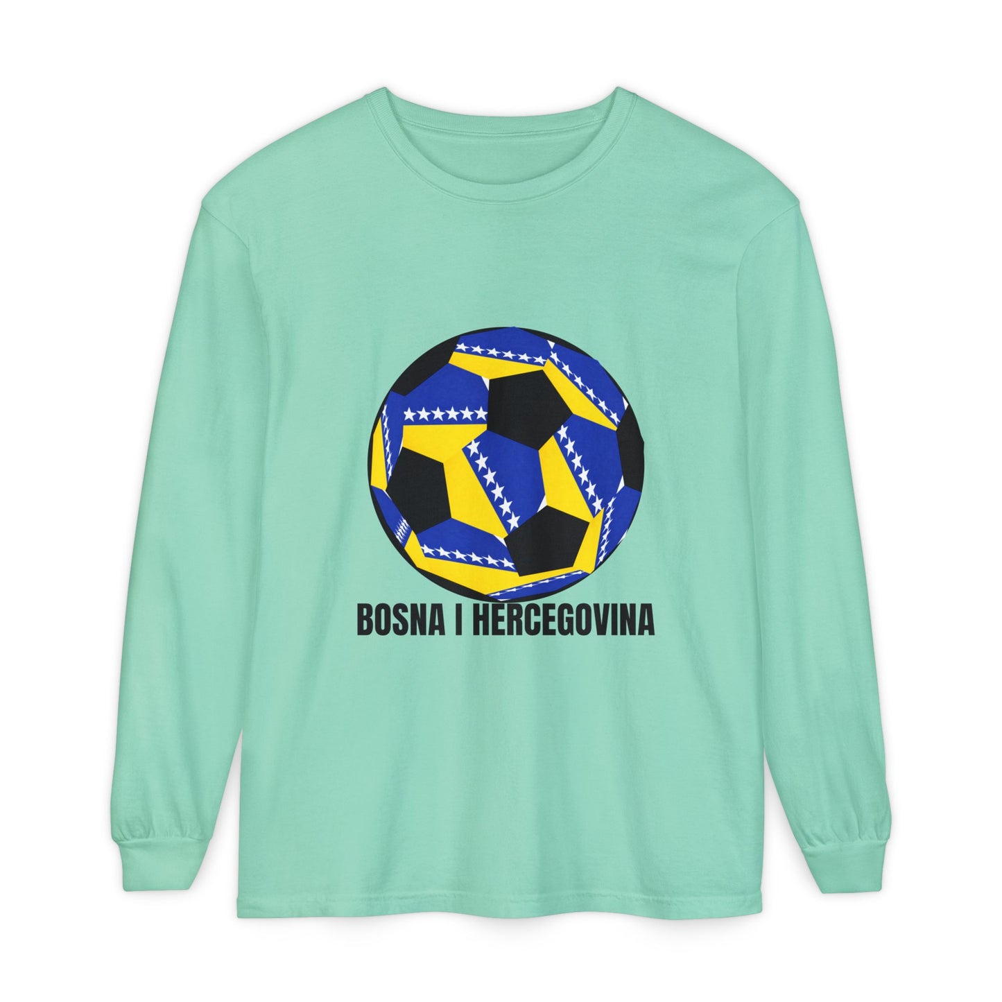 Bosnia Herzegovina Fan Specialty Soccer Ball Design Long Sleeve Tee