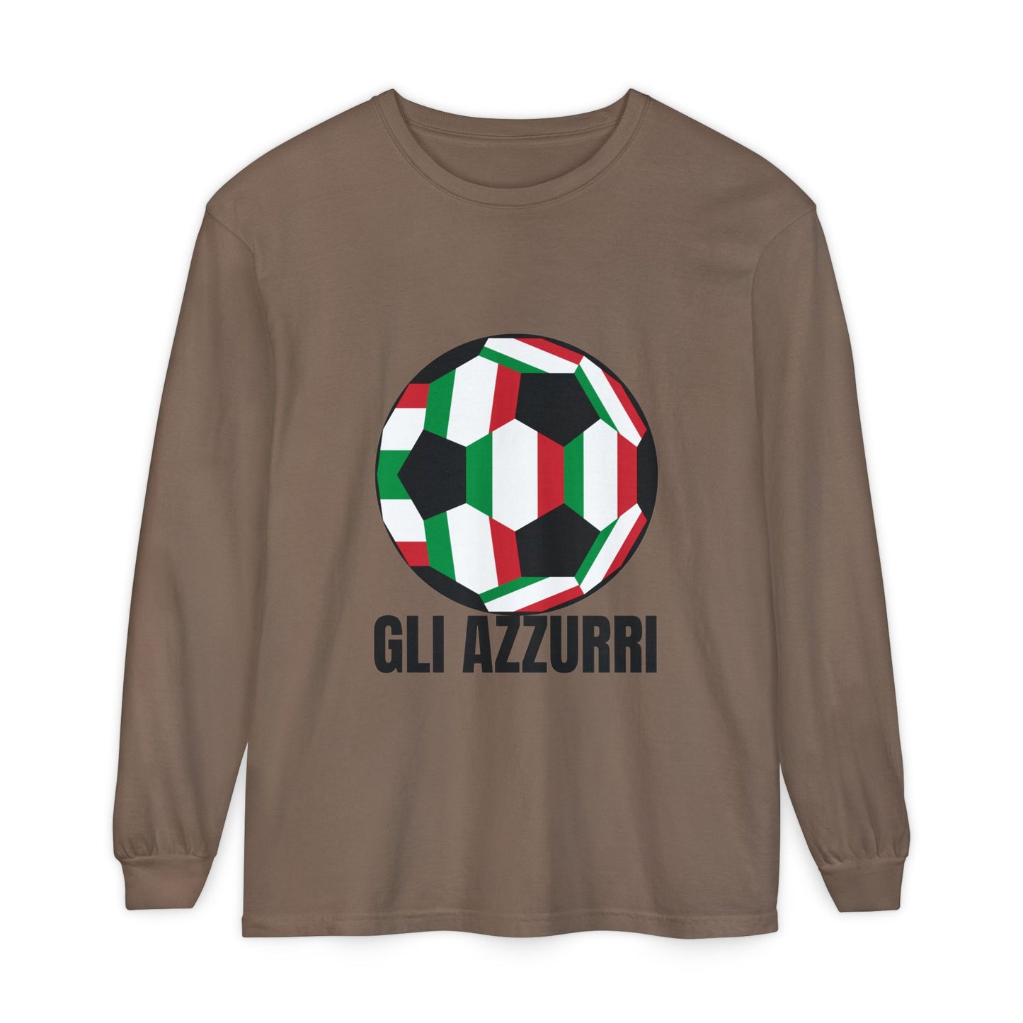 Gli Azzurri Fan Specialty Soccer Ball Design Long Sleeve Tee