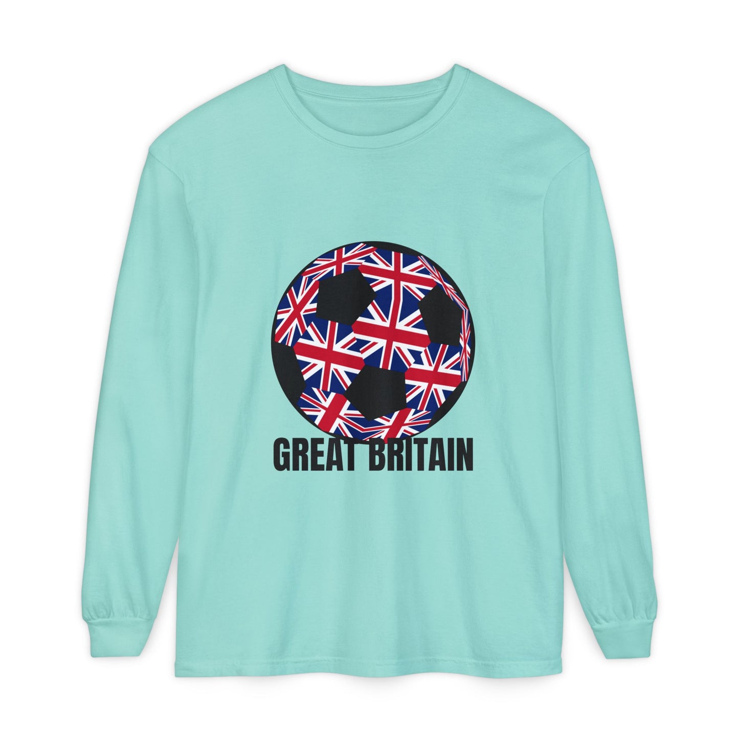 Great Britain Fan Specialty Soccer Ball Design Long Sleeve T-Shirt