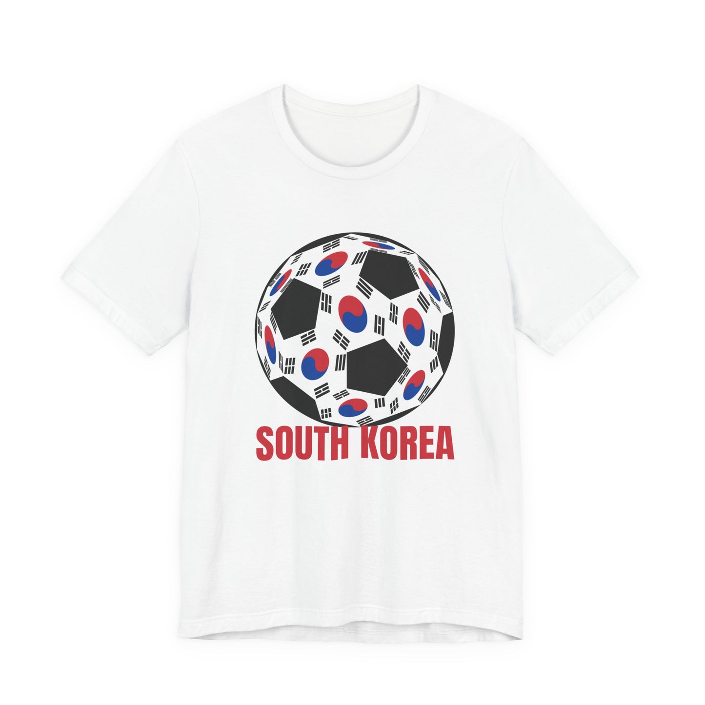 South Korea Fan Specialty Soccer Ball Design T Shirt Red Text