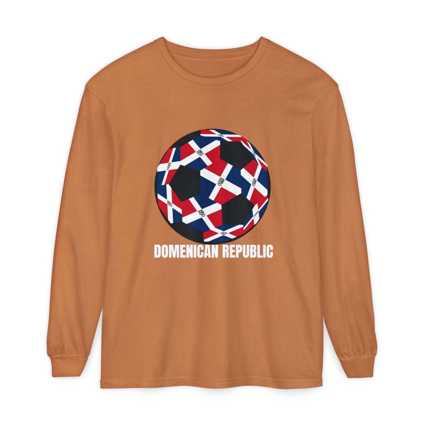 Domenican Republic Fan Specialty Soccer Ball Design Long Sleeve Tee