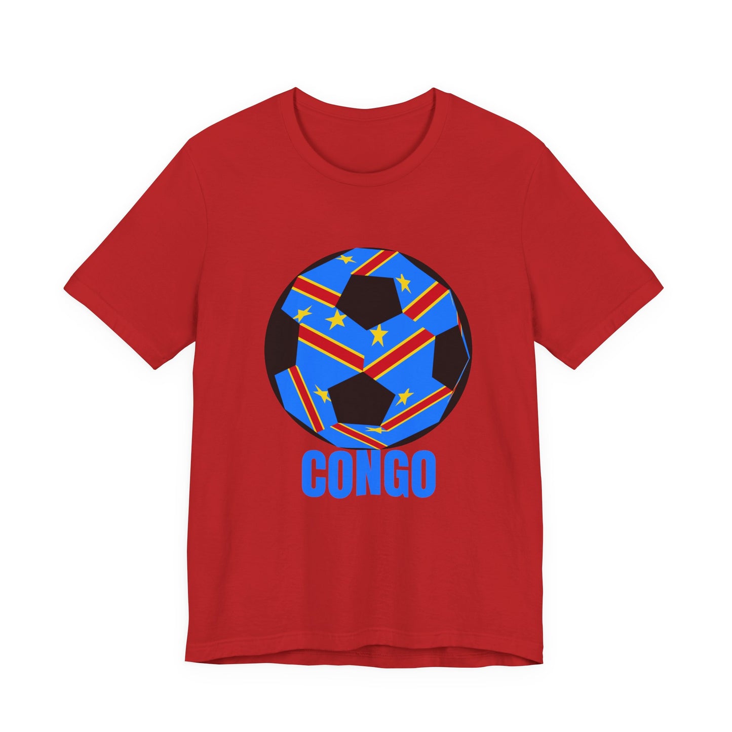 Congo Fan Specialty Soccer Ball Design T Shirt Blue Text