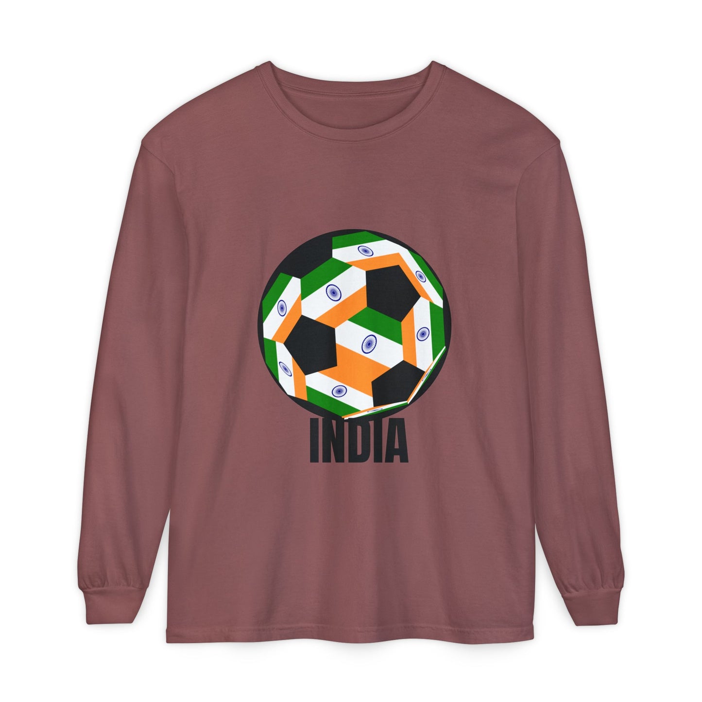 India Fan Specialty Soccer Ball Design Long Sleeve Tee