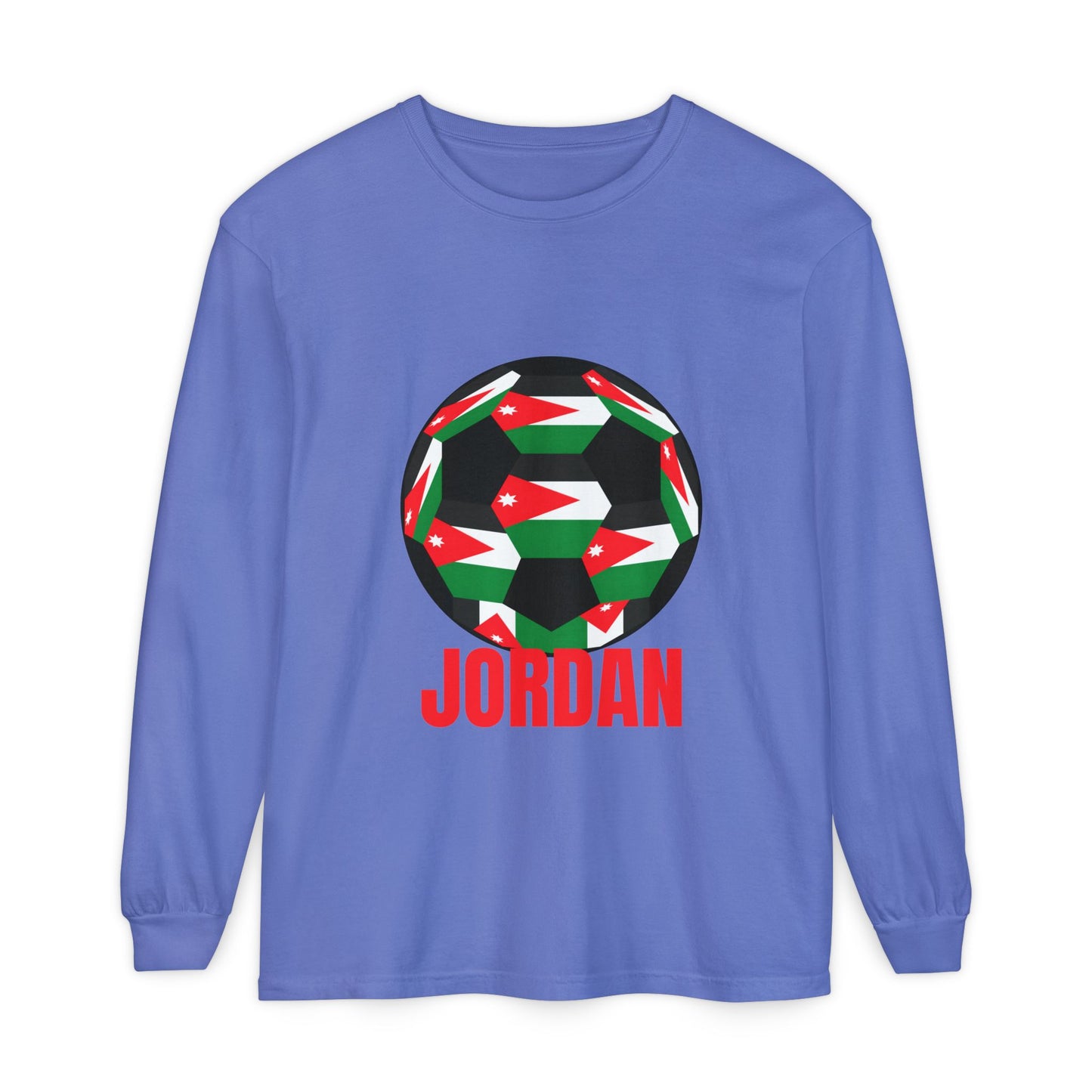 Jordan Fan Specialty Soccer Ball Design T Shirt Long Sleeve Tee