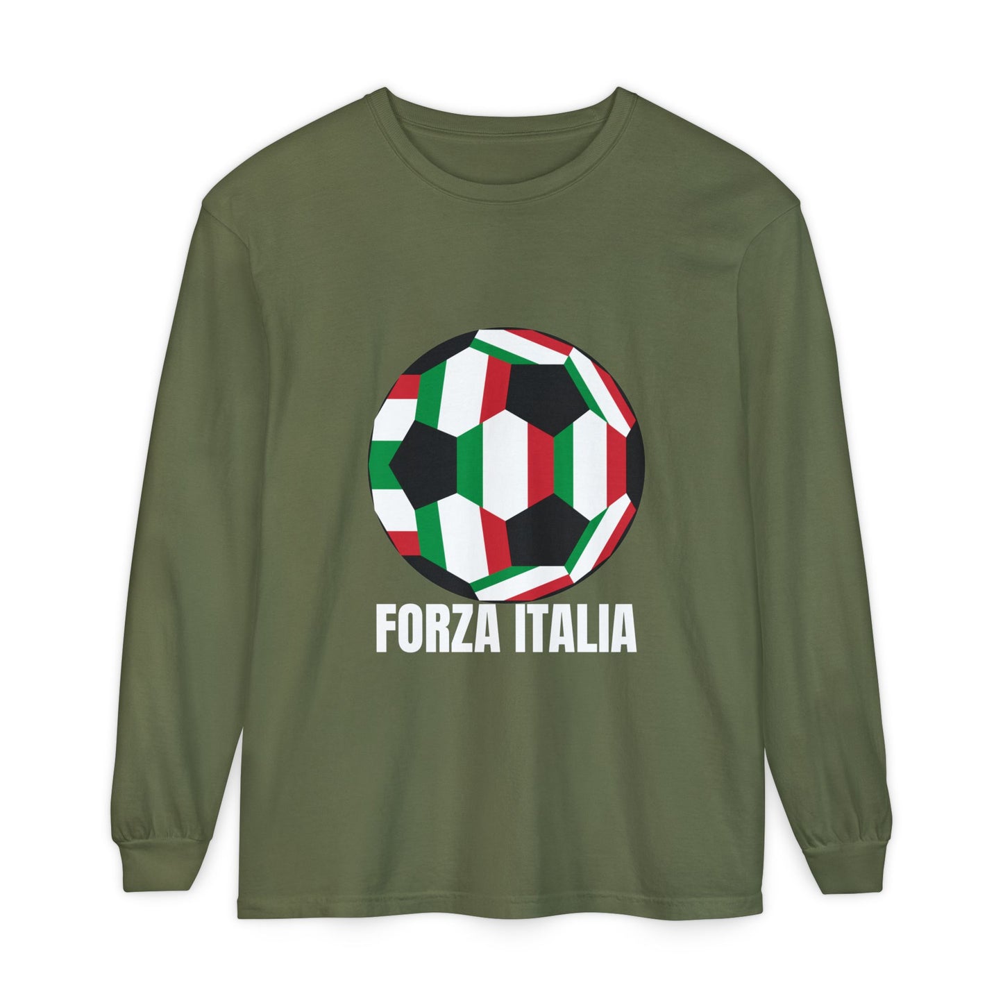 Forza Italia Fan Specialty Soccer Ball Design Long Sleeve Tee