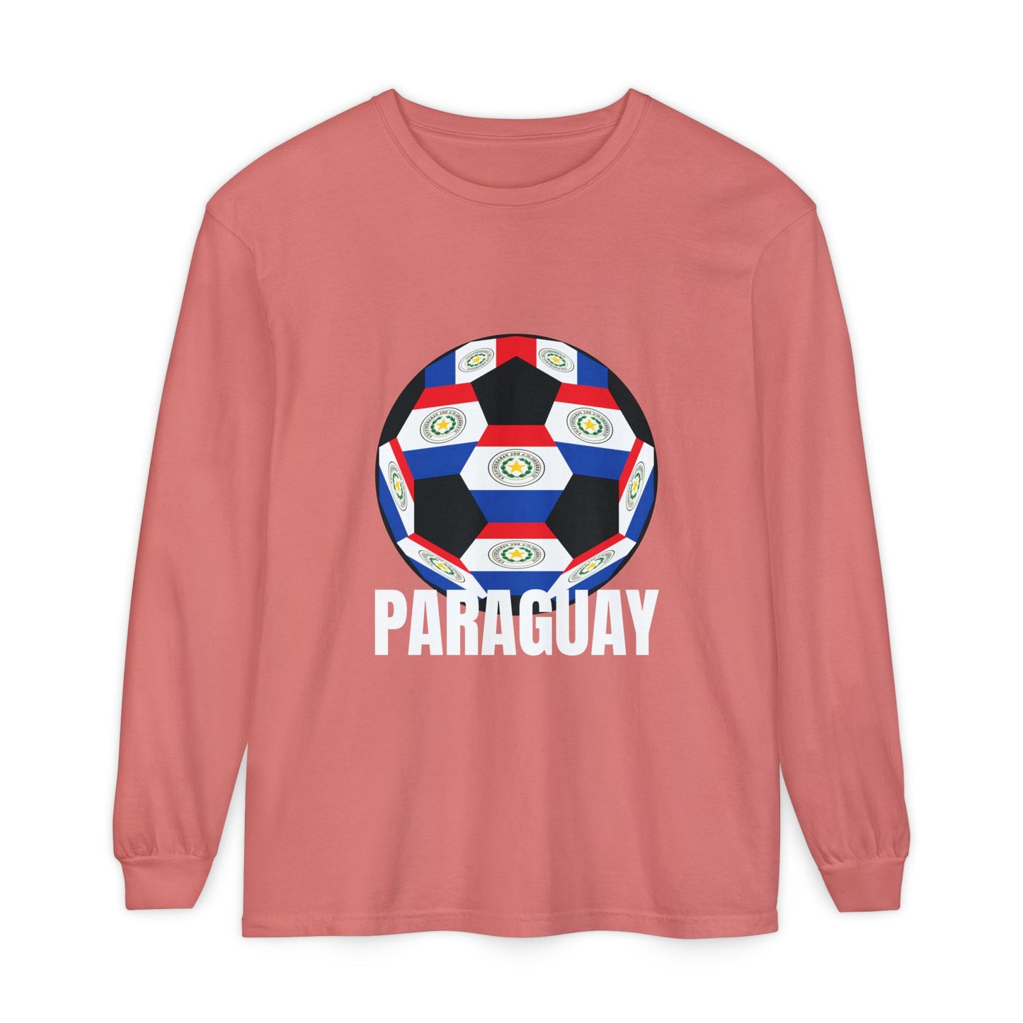 Paraguay Fan Specialty Soccer Ball Design Long Sleeve Tee