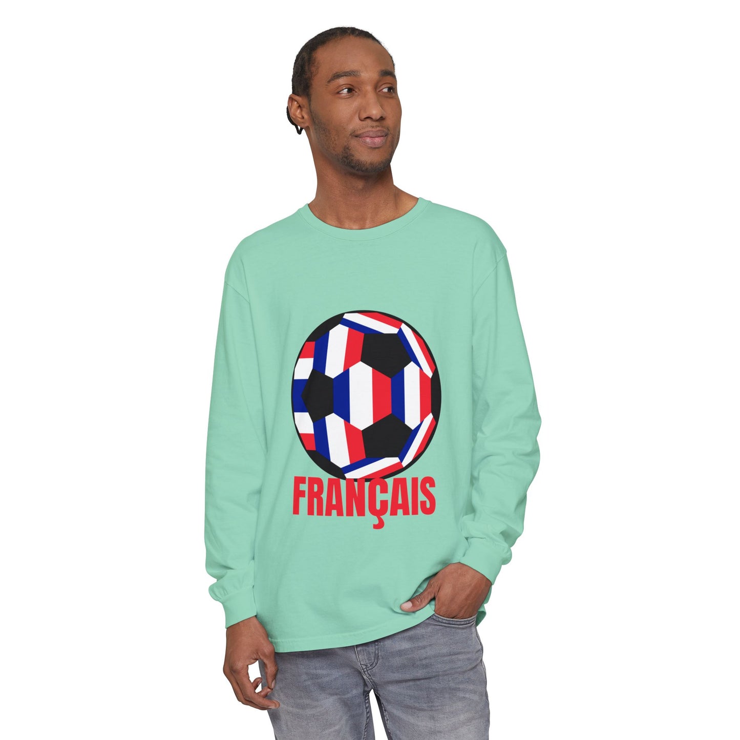 Francais Fan Specialty Soccer Ball Design Long Sleeve Tee
