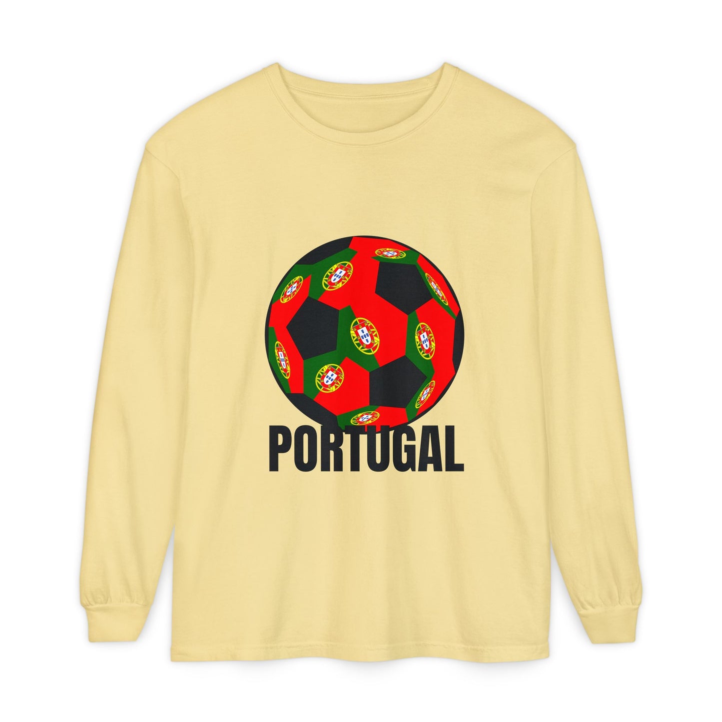 Portugal Fan Specialty Soccer Ball Design Long Sleeve Tee