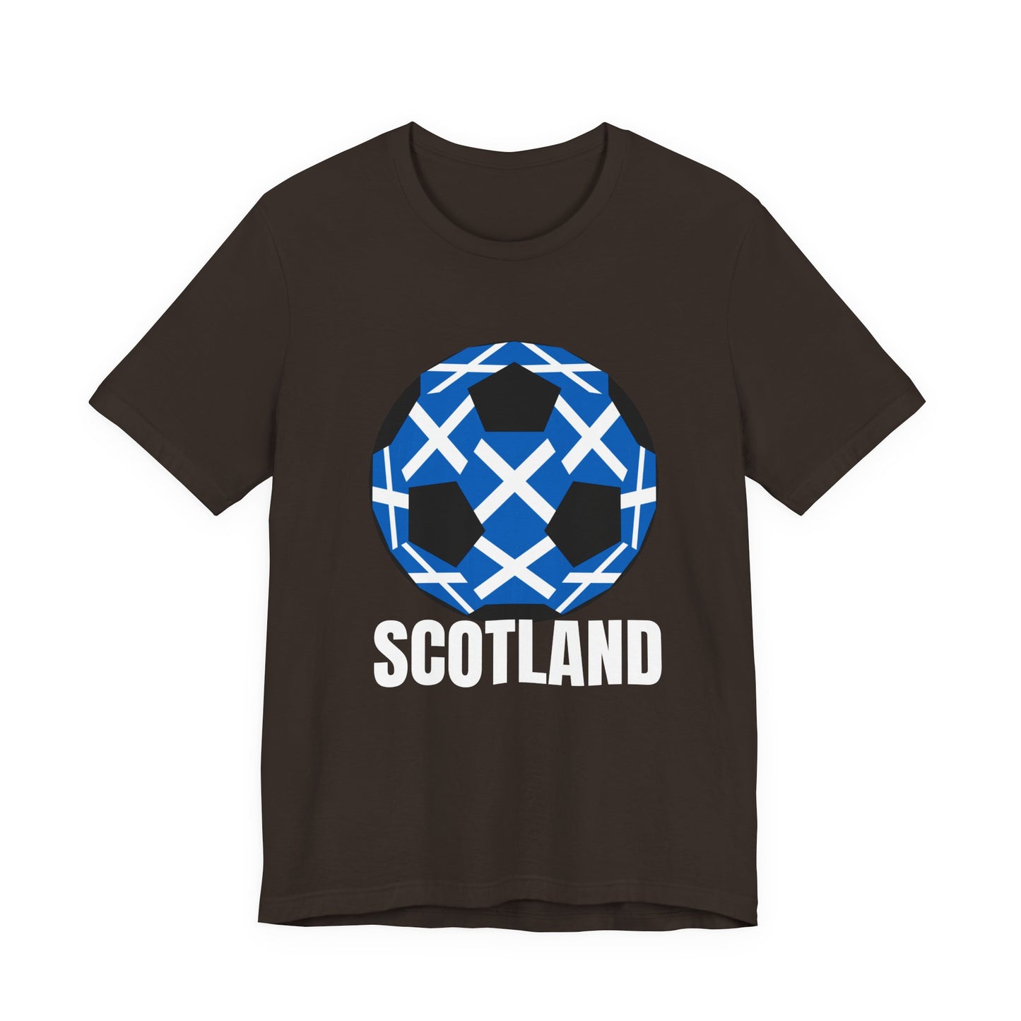 Scotland Fan Specialty Soccer Ball Design T Shirt White Text